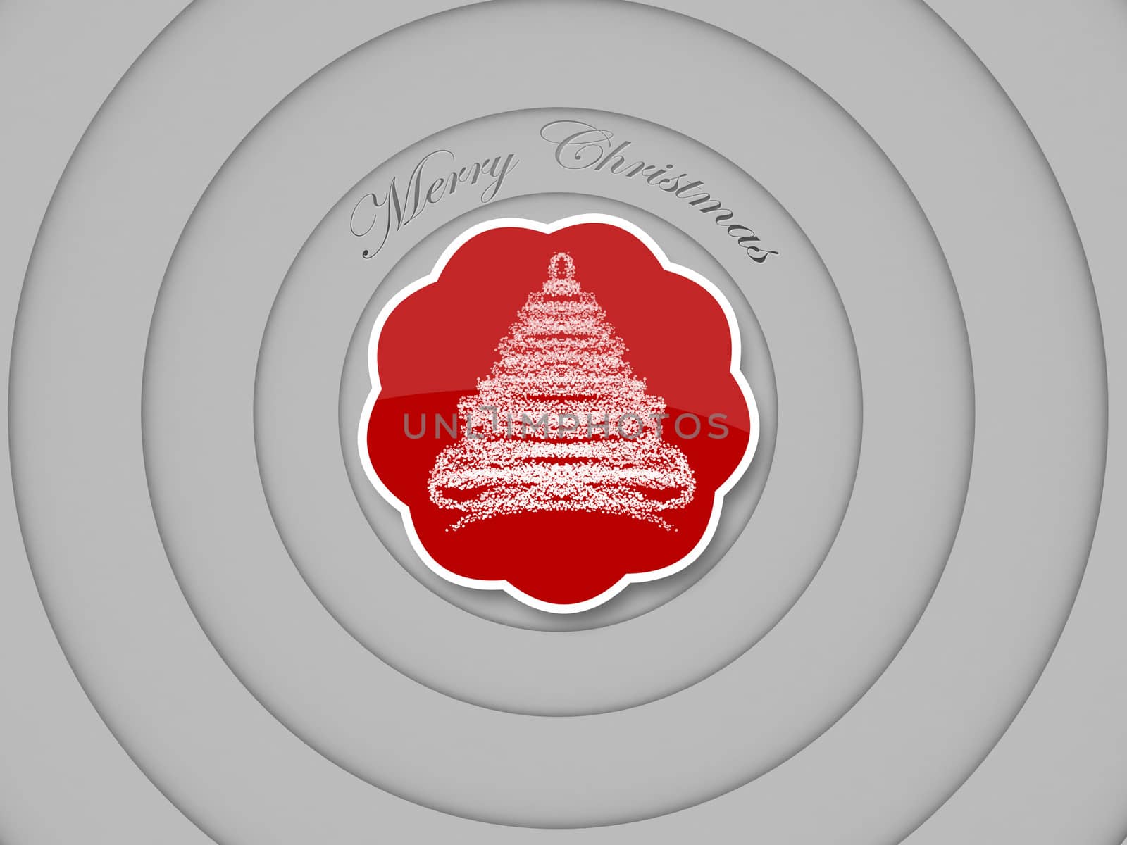 merry christmas tag, concentric circles on white background