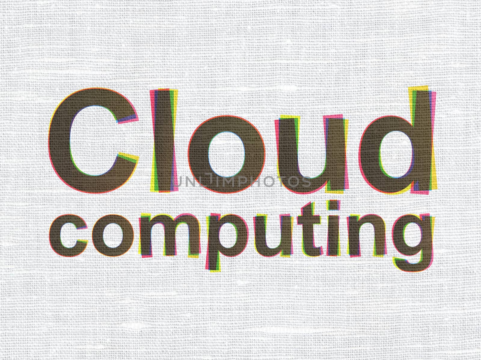 Cloud computing concept: CMYK Cloud Computing on linen fabric texture background, 3d render
