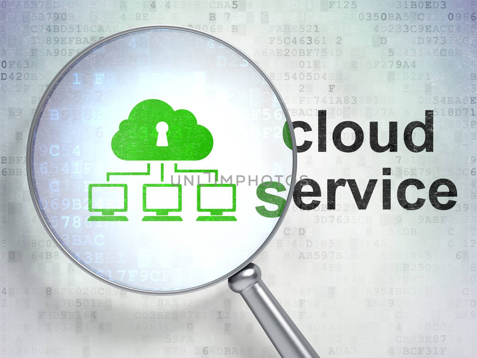 Cloud computing concept: Cloud Network and Cloud Service with optical glass by maxkabakov