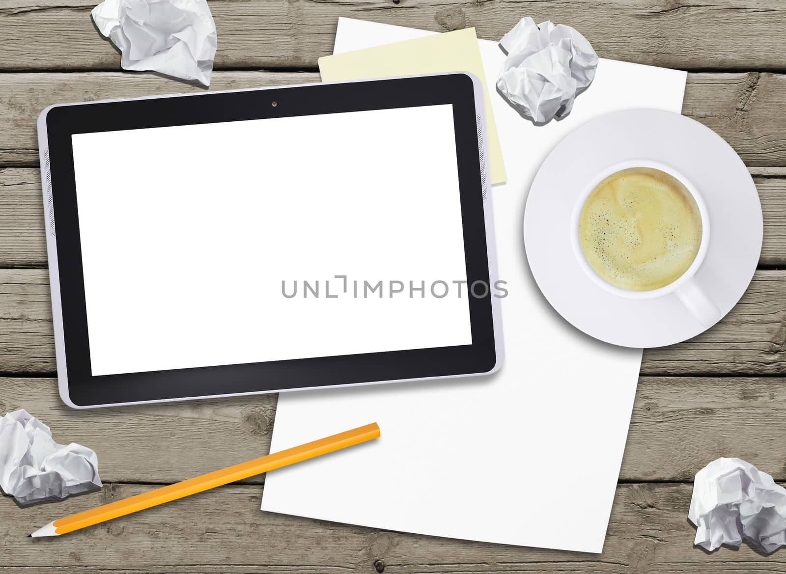 Tablet pc and coffee cup by cherezoff
