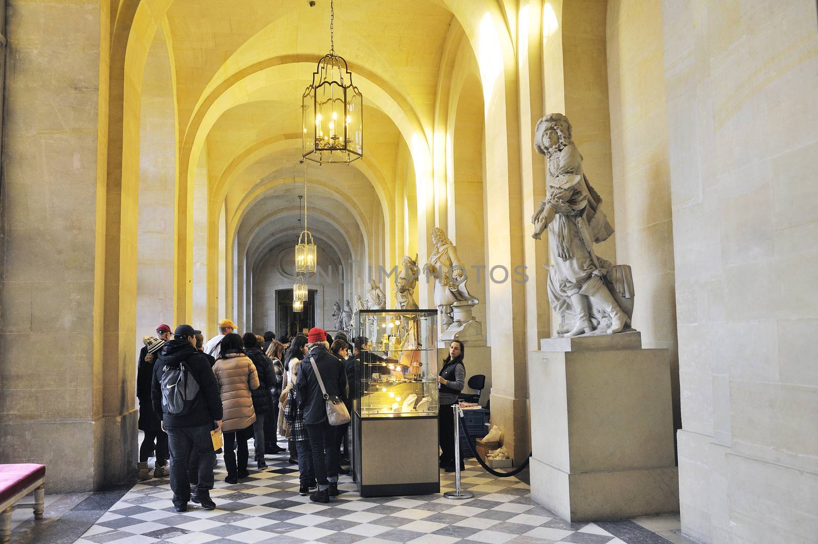 Tourists at the souvenir shop in the castle of Versailles