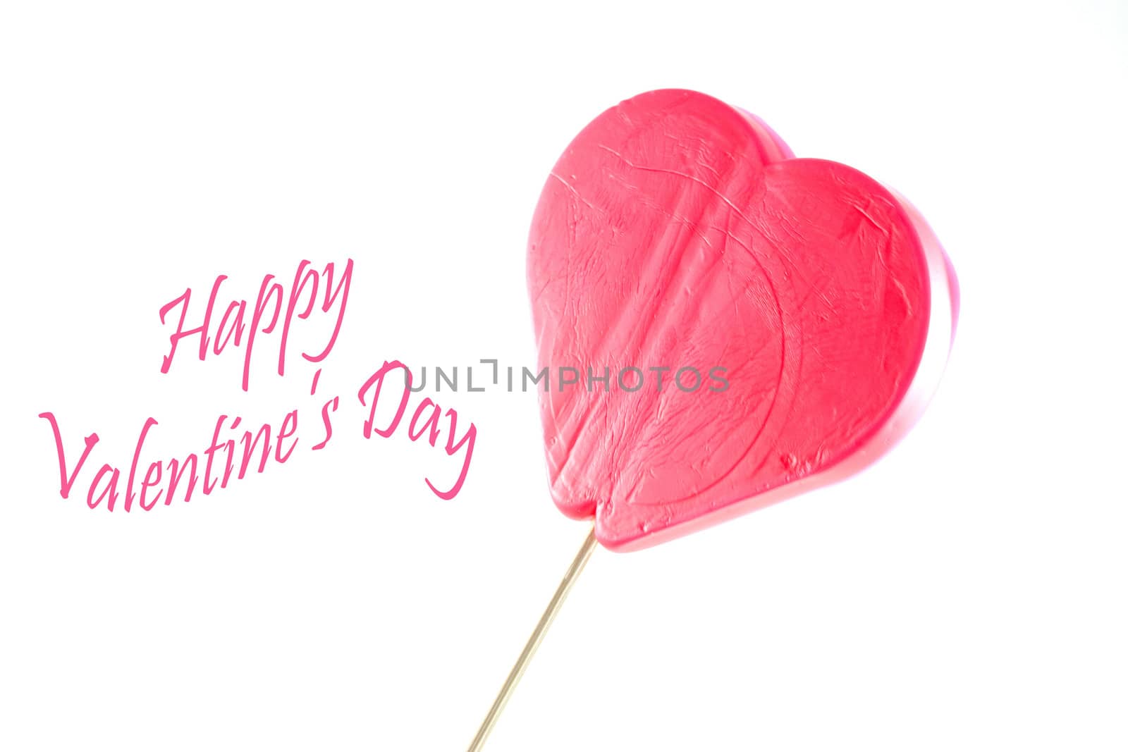 Heart shaped lollipop with valentine greeting