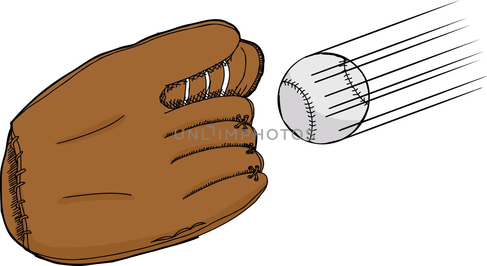 Isolated cartoon of baseball mitt with ball