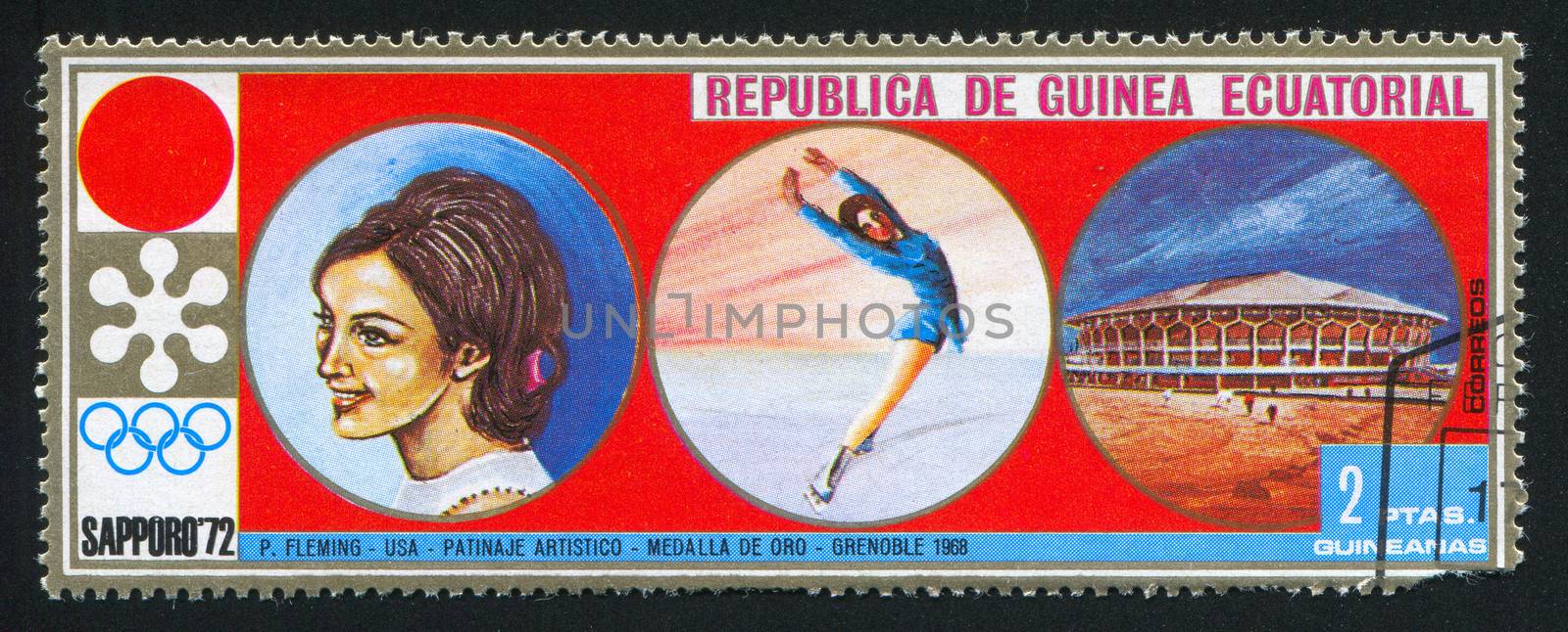 EQUATORIAL GUINEA - CIRCA 1972: stamp printed by Equatorial Guinea, shows Figure skating, circa 1972