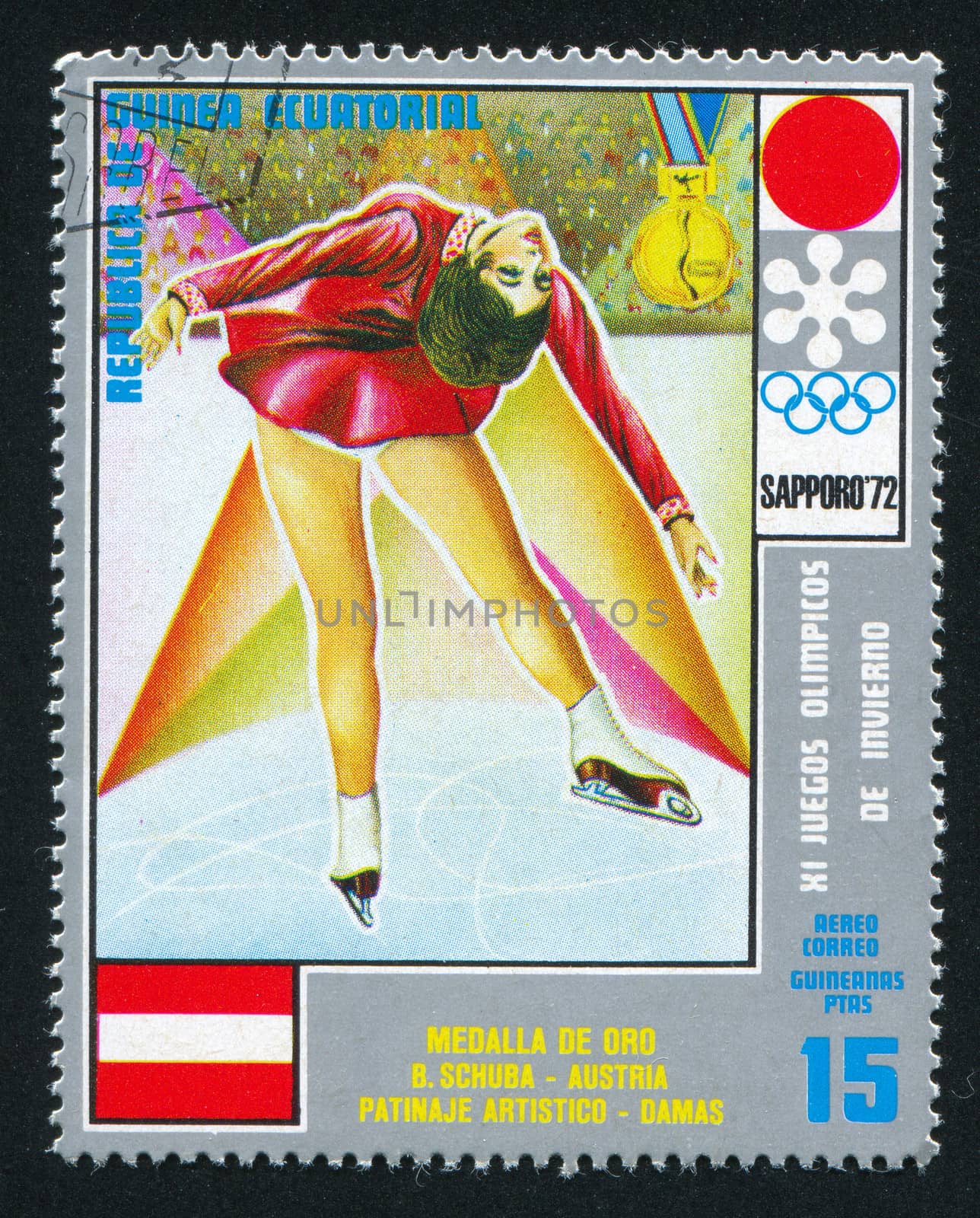 EQUATORIAL GUINEA - CIRCA 1972: stamp printed by Equatorial Guinea, shows Figure Skating, circa 1972