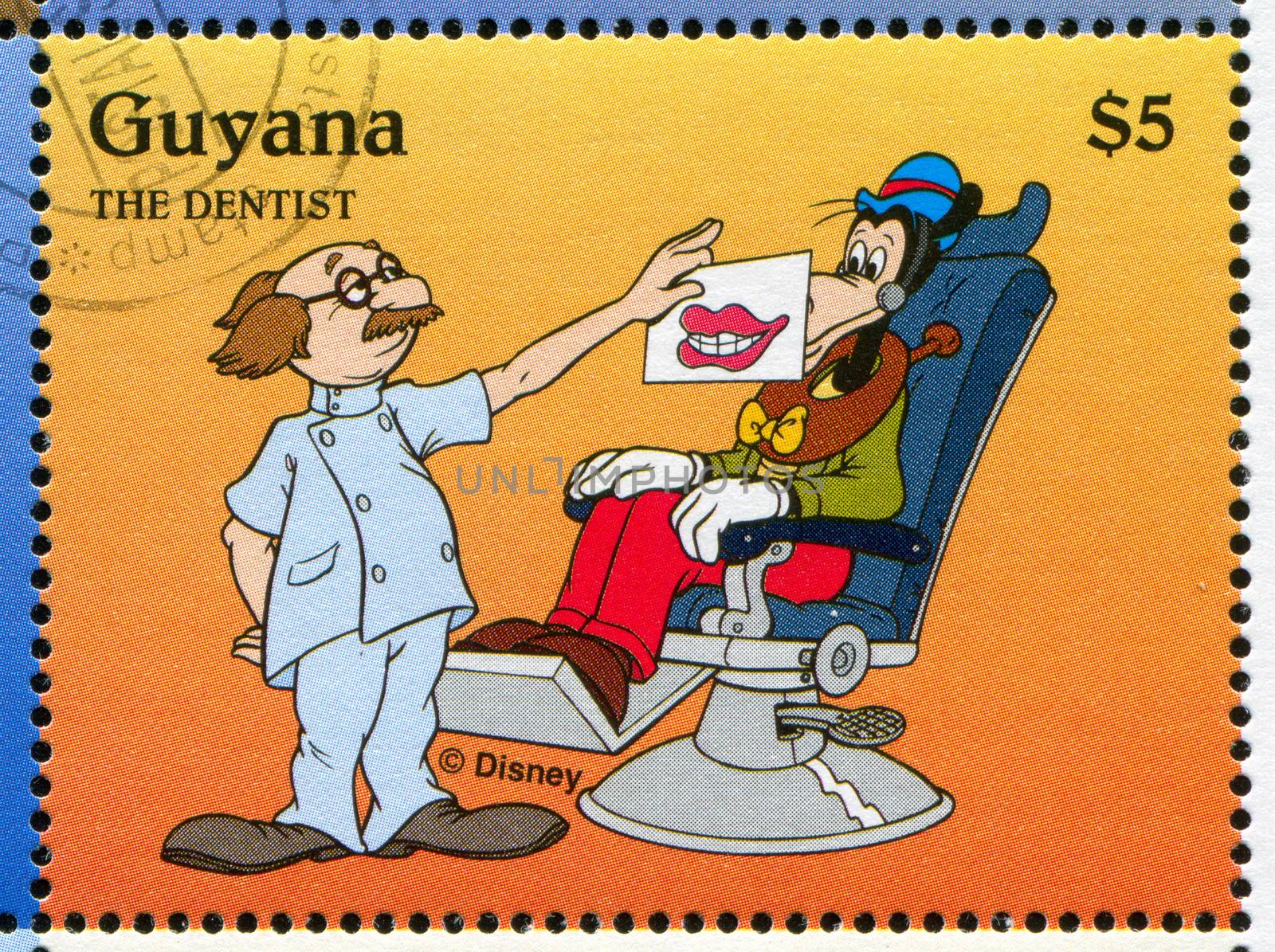 GUYANA - CIRCA 1995: stamp printed by Guyana, shows Walt Disney characters, Goofy, circa 1995