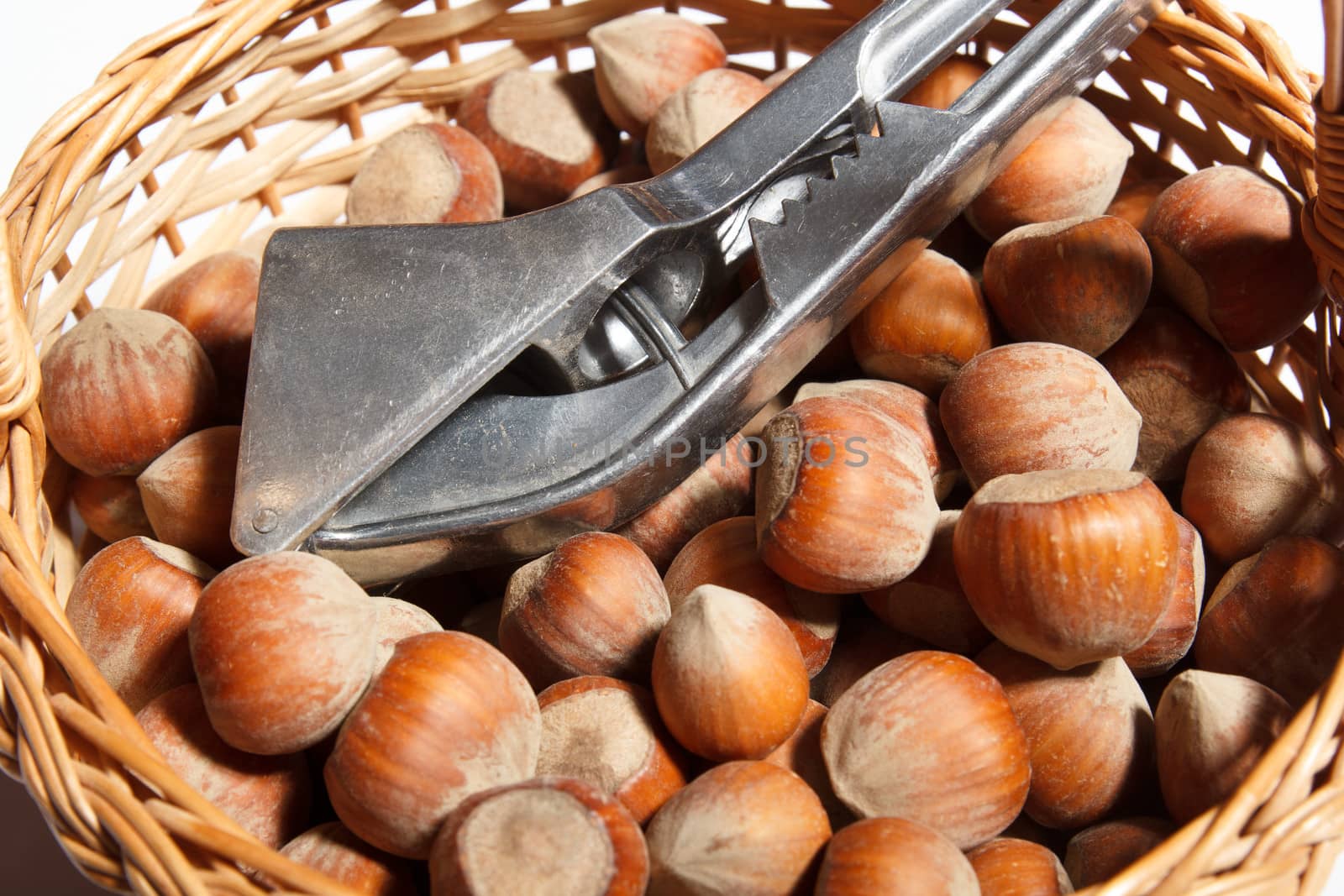 hazelnut with Nutcracker in wicker basket