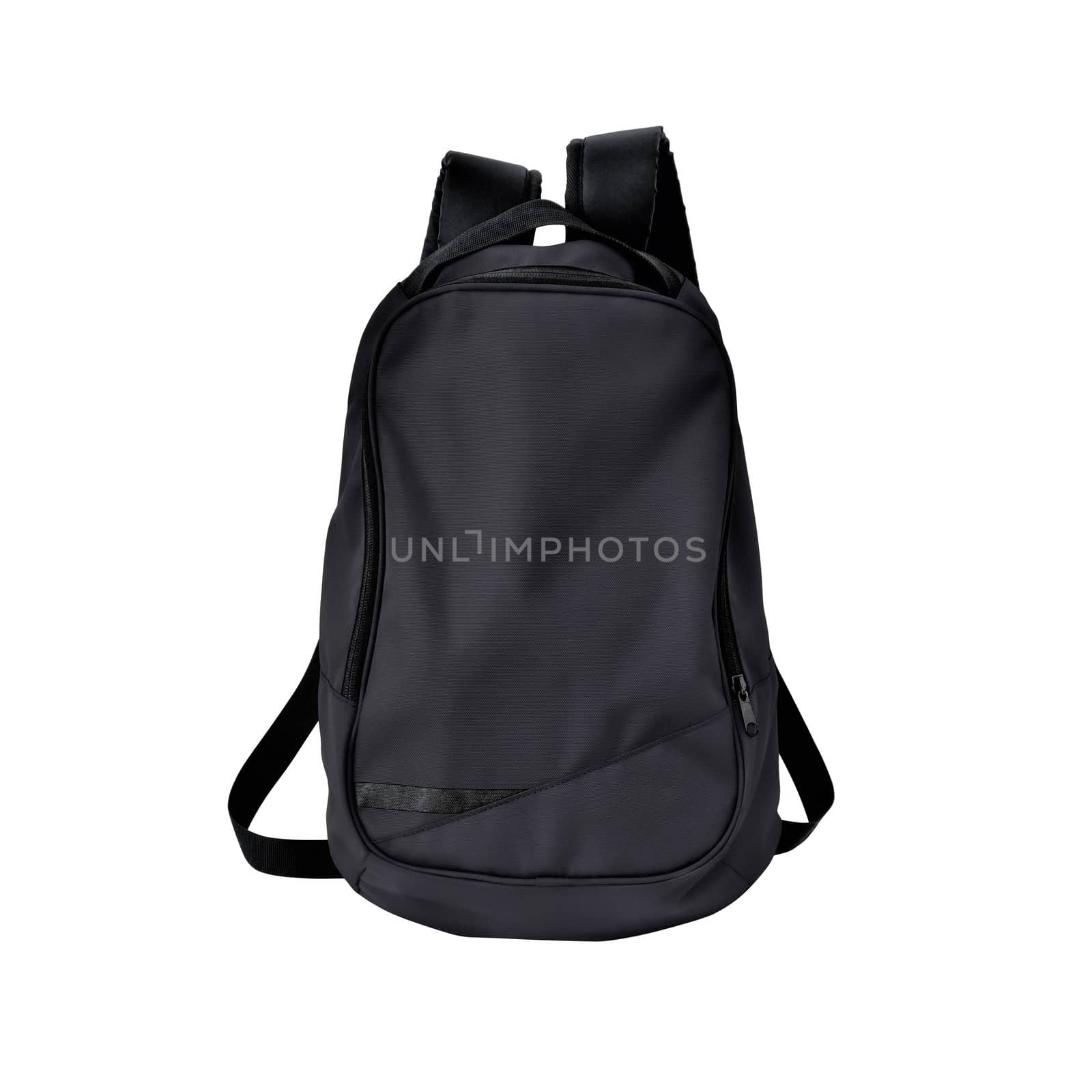 A high-resolution image of an isolated black-colored rucksack on white background. High-quality clipping path included.