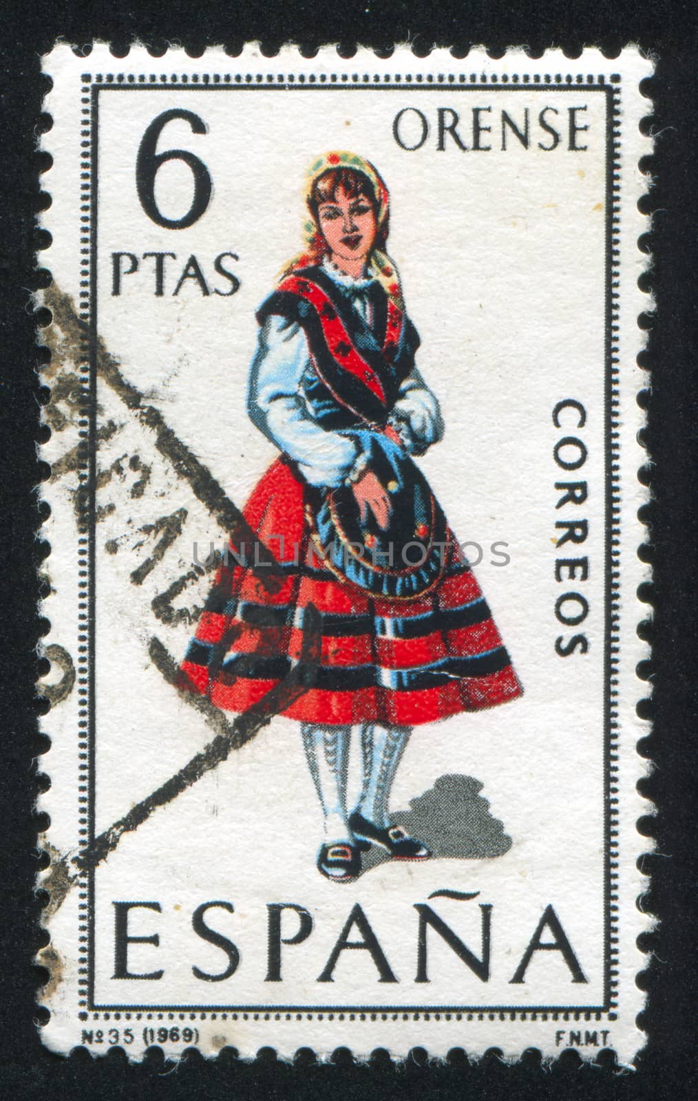 SPAIN - CIRCA 1969: stamp printed by Spain, shows woman Regional Costumes, circa 1969.
