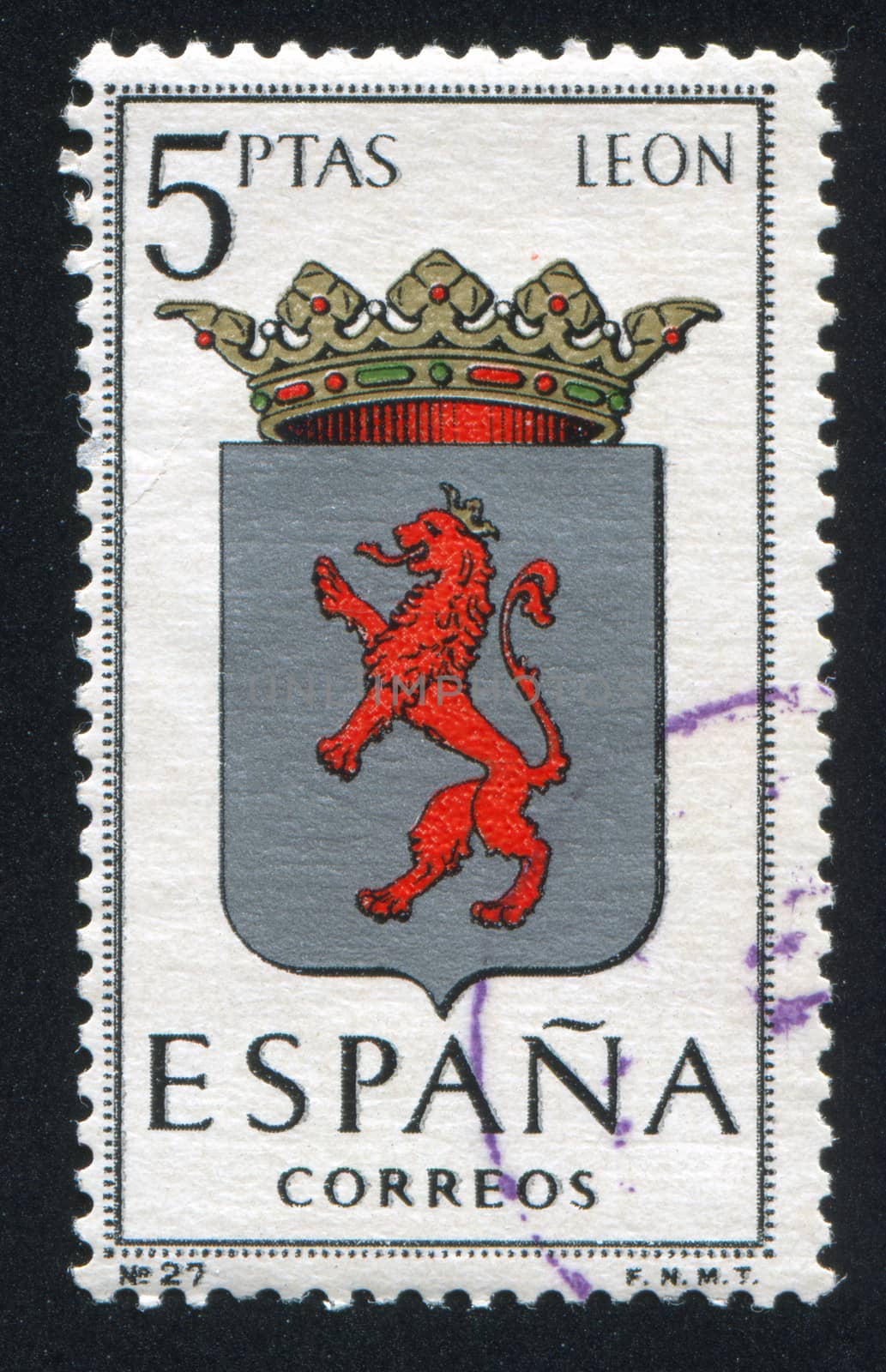 SPAIN - CIRCA 1964: stamp printed by Spain, shows Provincial Arms, Leon, circa 1964.