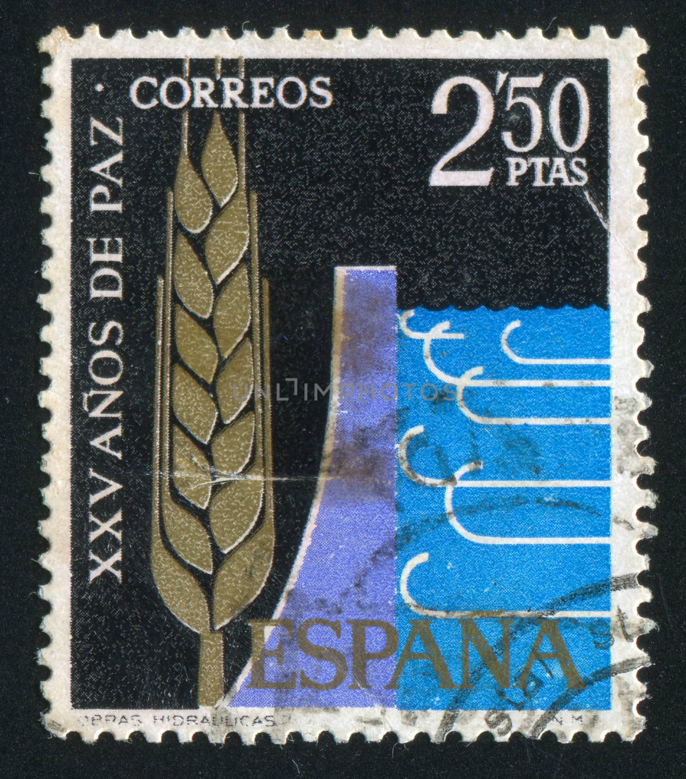 SPAIN - CIRCA 1964: stamp printed by Spain, shows Waterworks, circa 1964