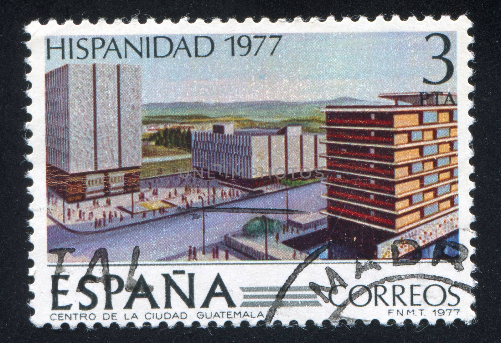 SPAIN - CIRCA 1977: stamp printed by Spain, shows Modern Buildings in Guatemala, circa 1977