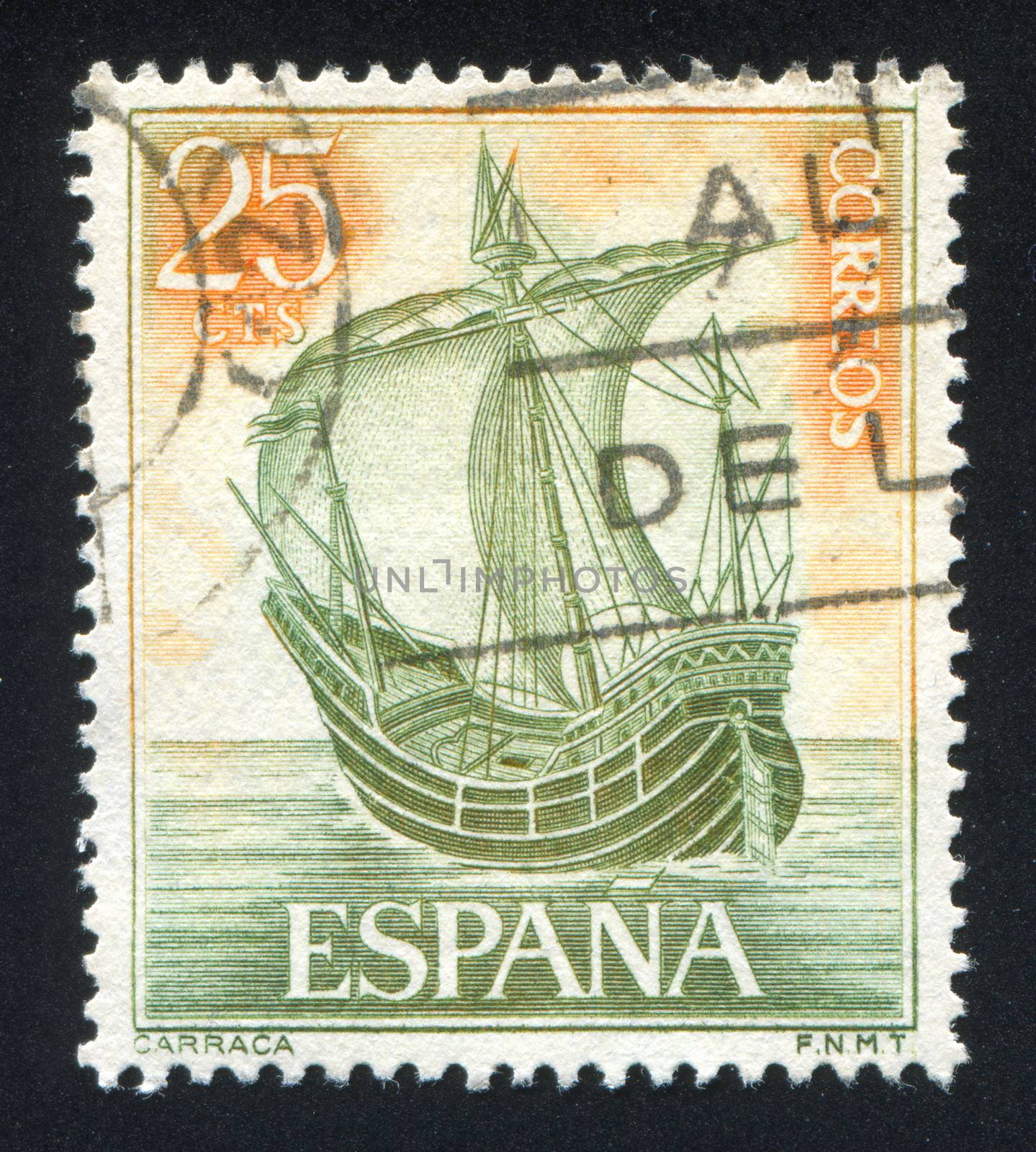 SPAIN - CIRCA 1964: stamp printed by Spain, shows Carrack, circa 1964