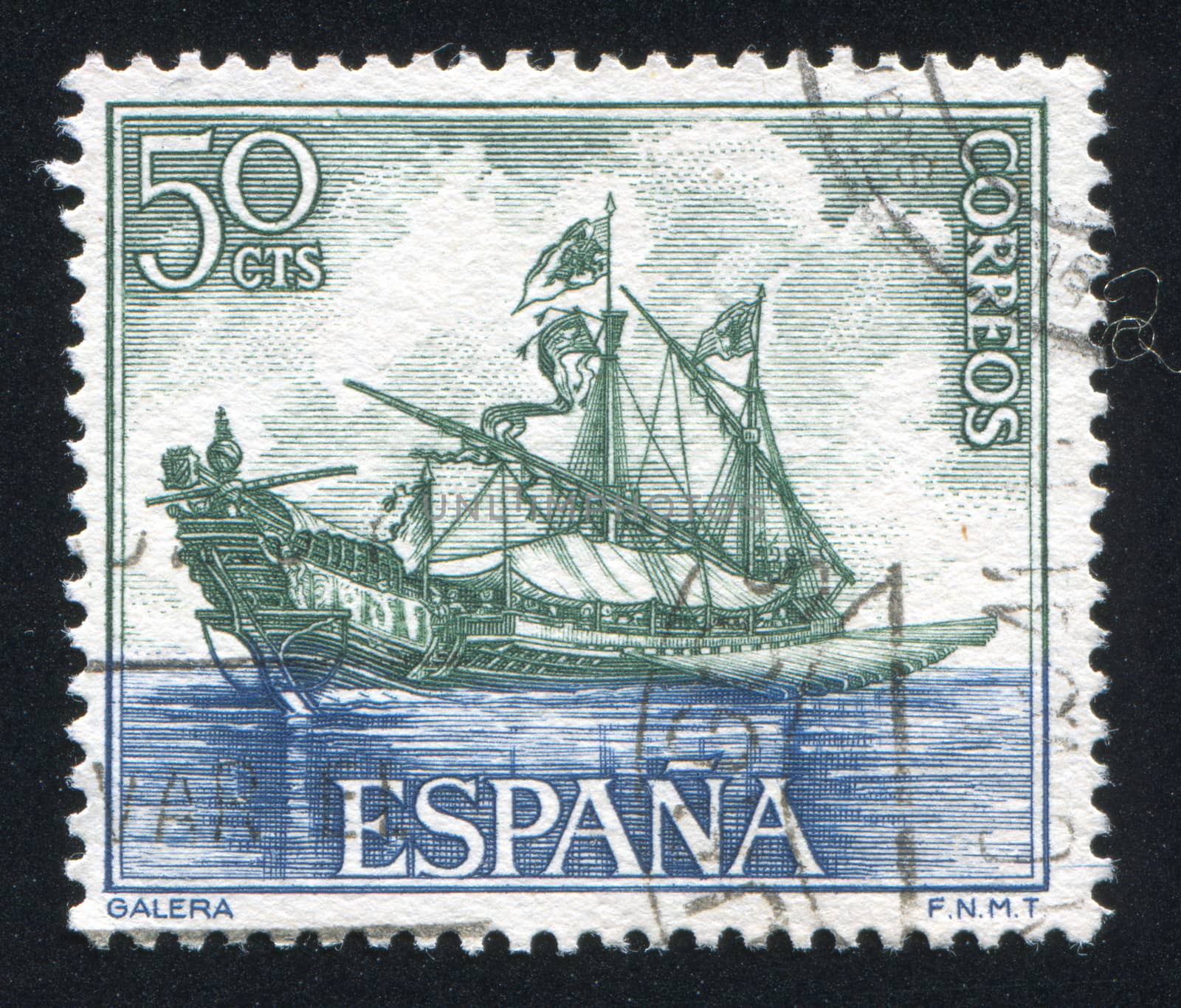 SPAIN - CIRCA 1964: stamp printed by Spain, shows Galley, circa 1964