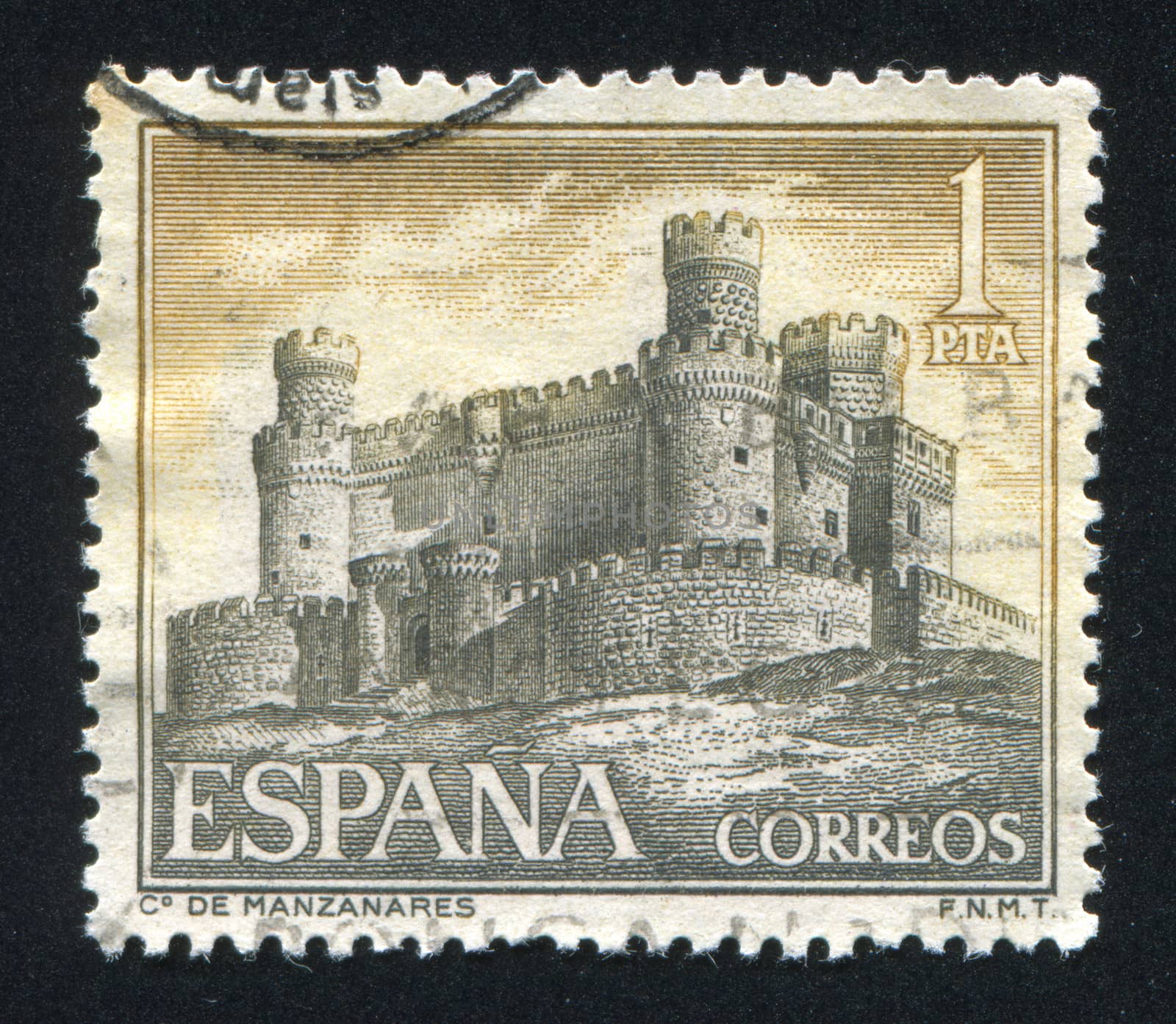 SPAIN - CIRCA 1966: stamp printed by Spain, shows Castle Manzanares, circa 1966