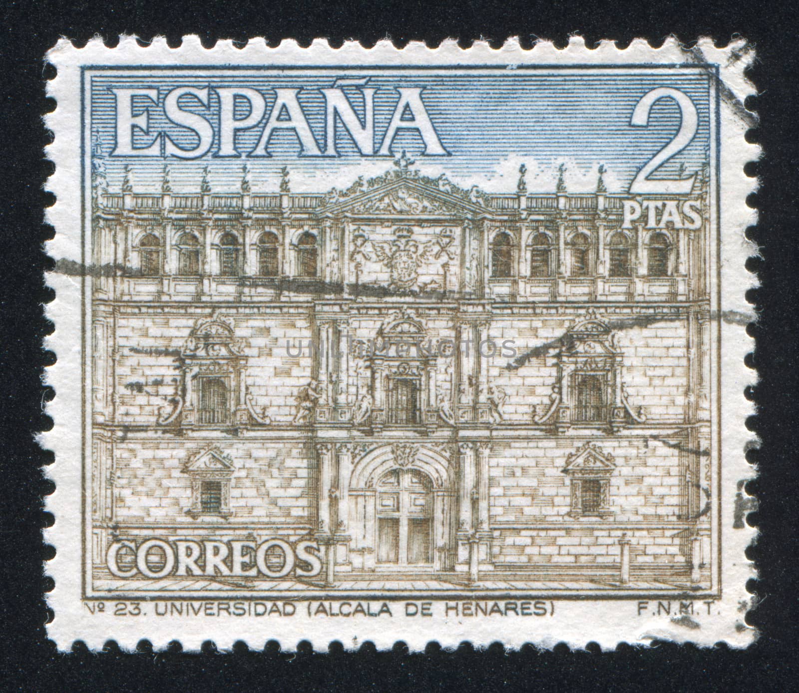 SPAIN - CIRCA 2001: stamp printed by Spain, shows University and historic Precinct of Alcala de Henares, circa 2001