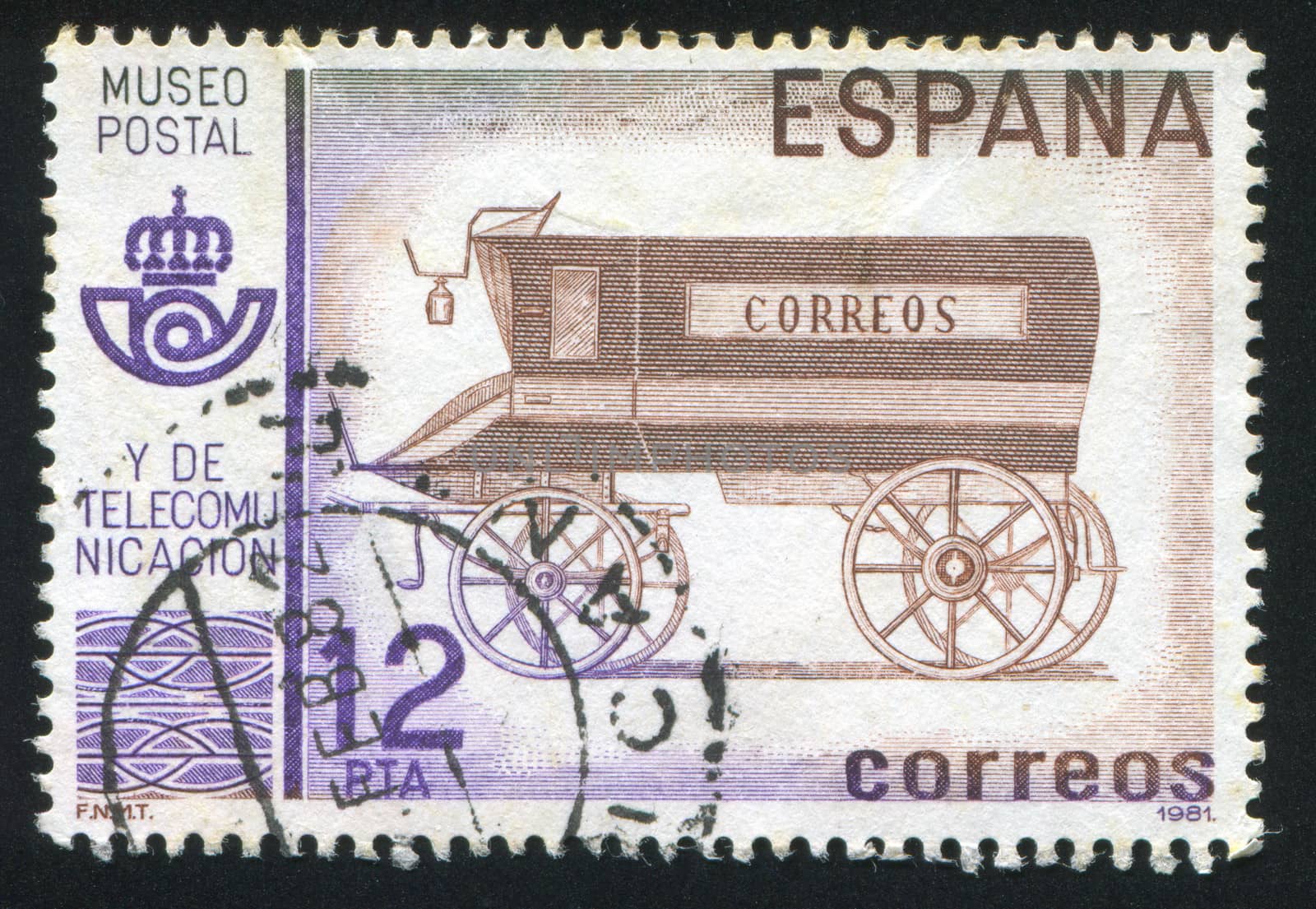 SPAIN - CIRCA 1981: stamp printed by Spain, shows Coach, circa 1981