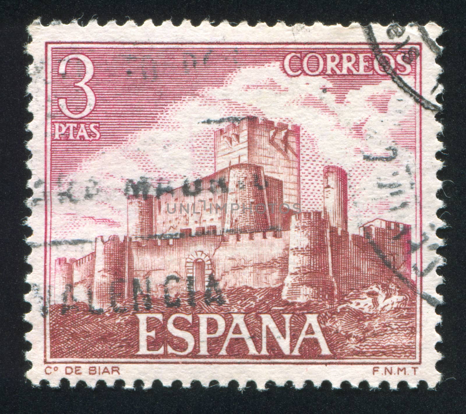 SPAIN - CIRCA 1972: stamp printed by Spain, shows Medieval Castle, Biar, circa 1972