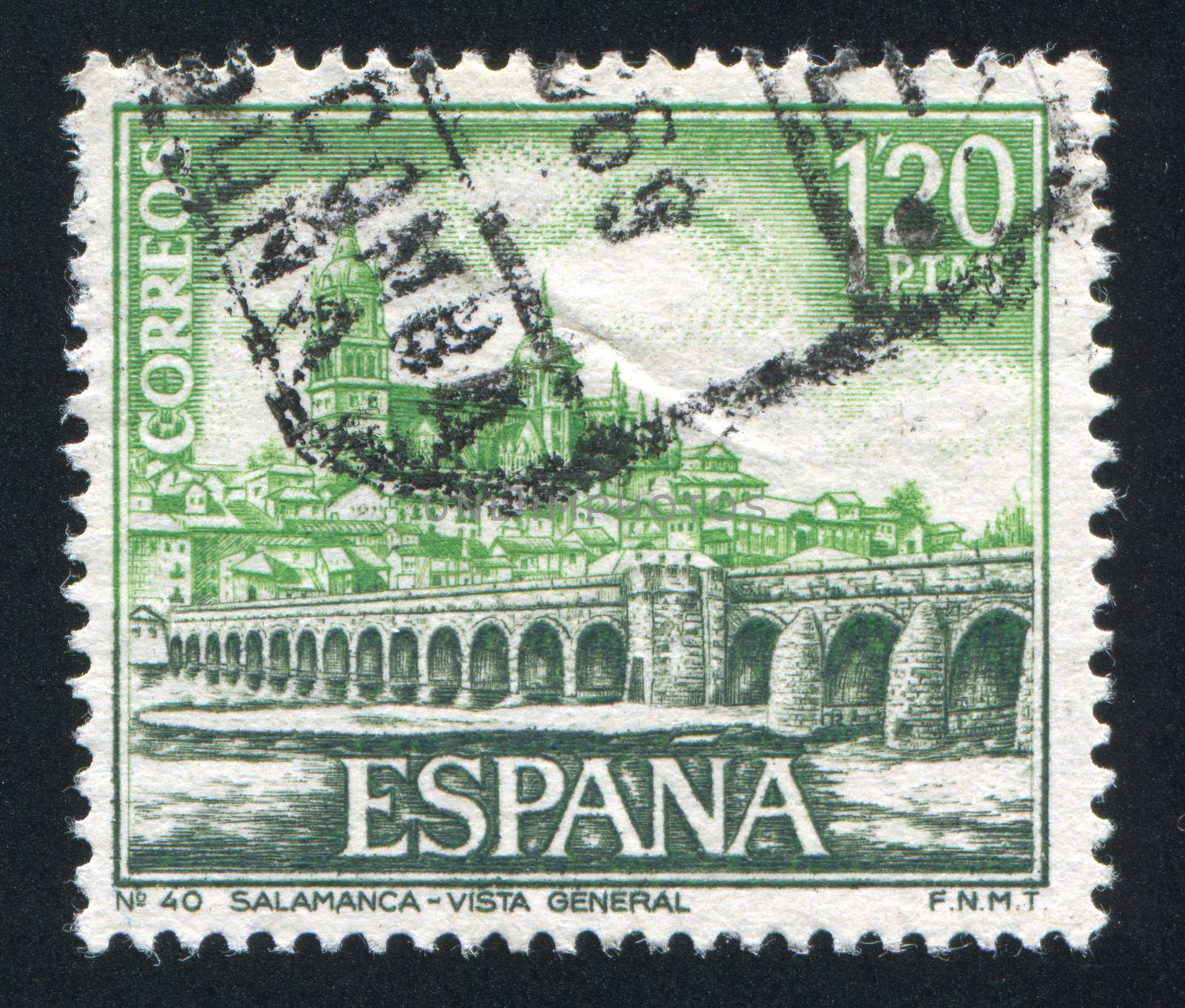 SPAIN - CIRCA 1968: stamp printed by Spain, shows Bridge Salamanca, circa 1968