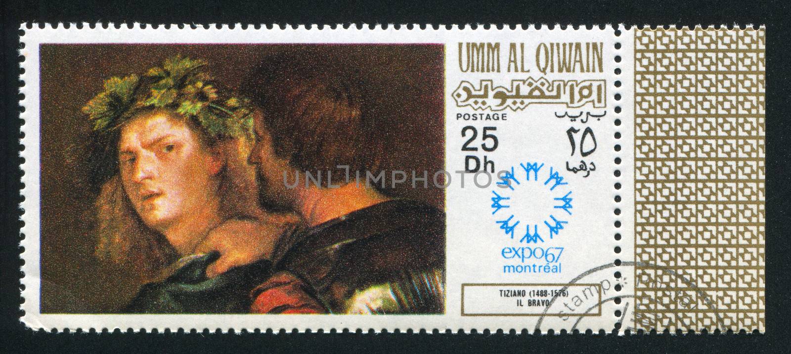 UMM AL-QUWAIN - CIRCA 1967: stamp printed by Umm al-Quwain, shows  Bravo by Tizian, circa 1967