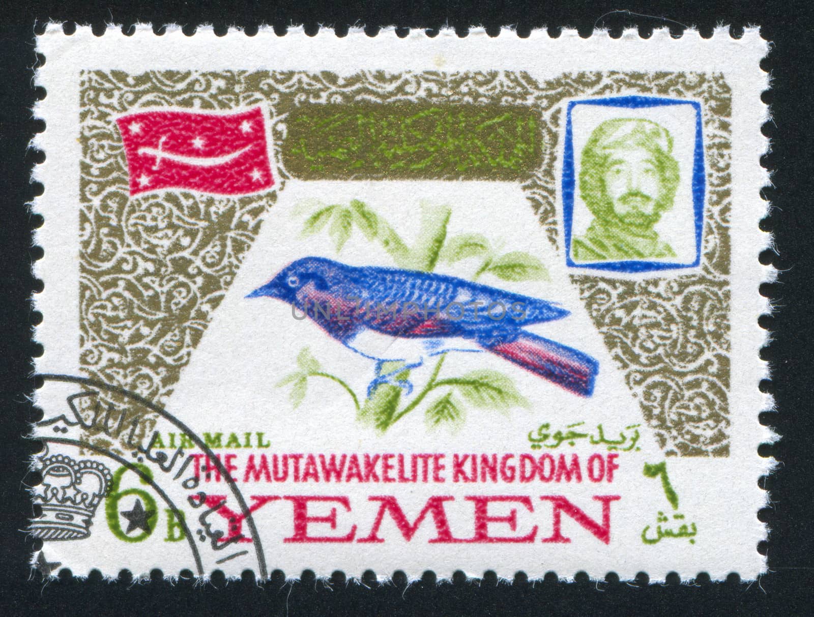 YEMEN - CIRCA 1968: stamp printed by Yemen, shows Amethyst Starling, circa 1968