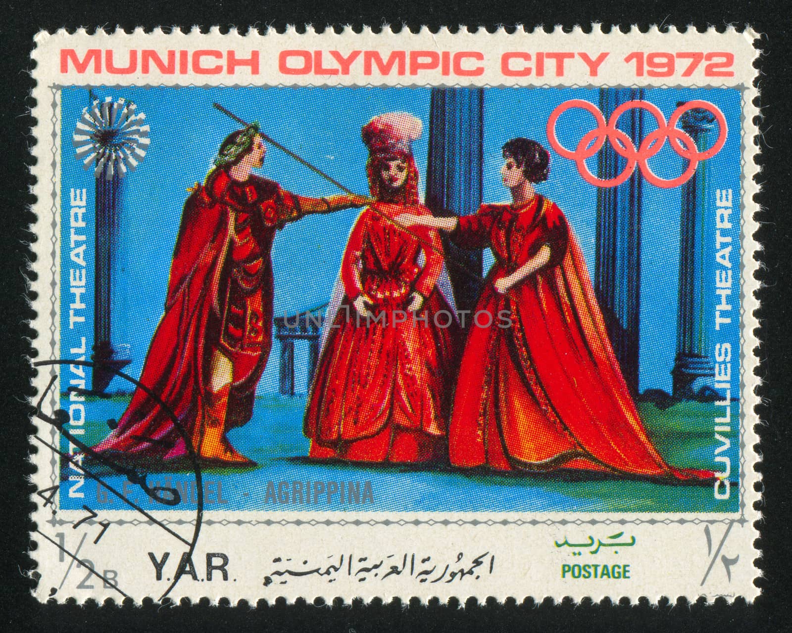 YEMEN - CIRCA 1972: stamp printed by Yemen, shows Agrippina by Handel, circa 1972