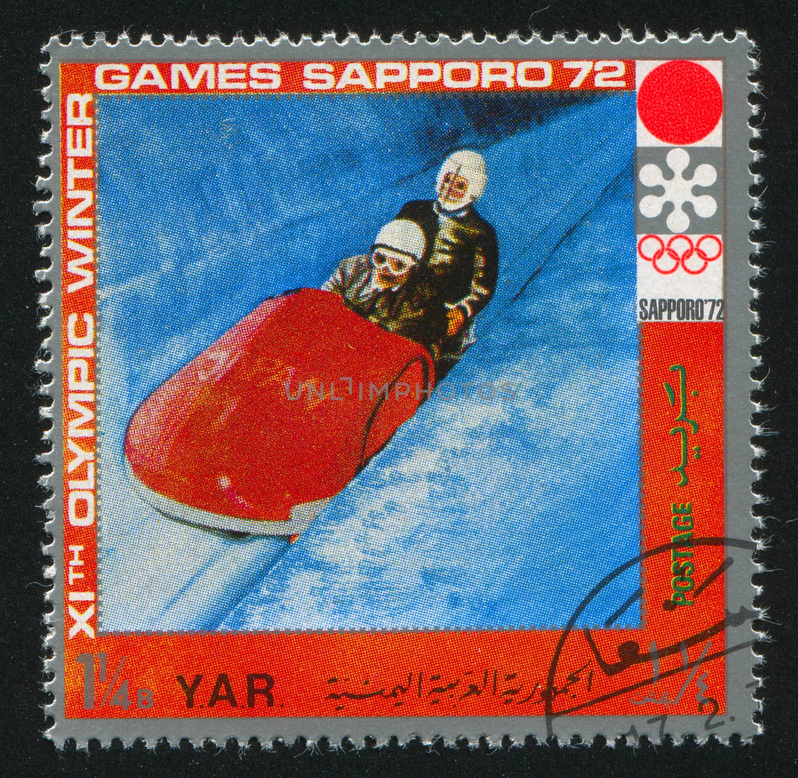 YEMEN - CIRCA 1972: stamp printed by Yemen, shows Bobsleigh, circa 1972