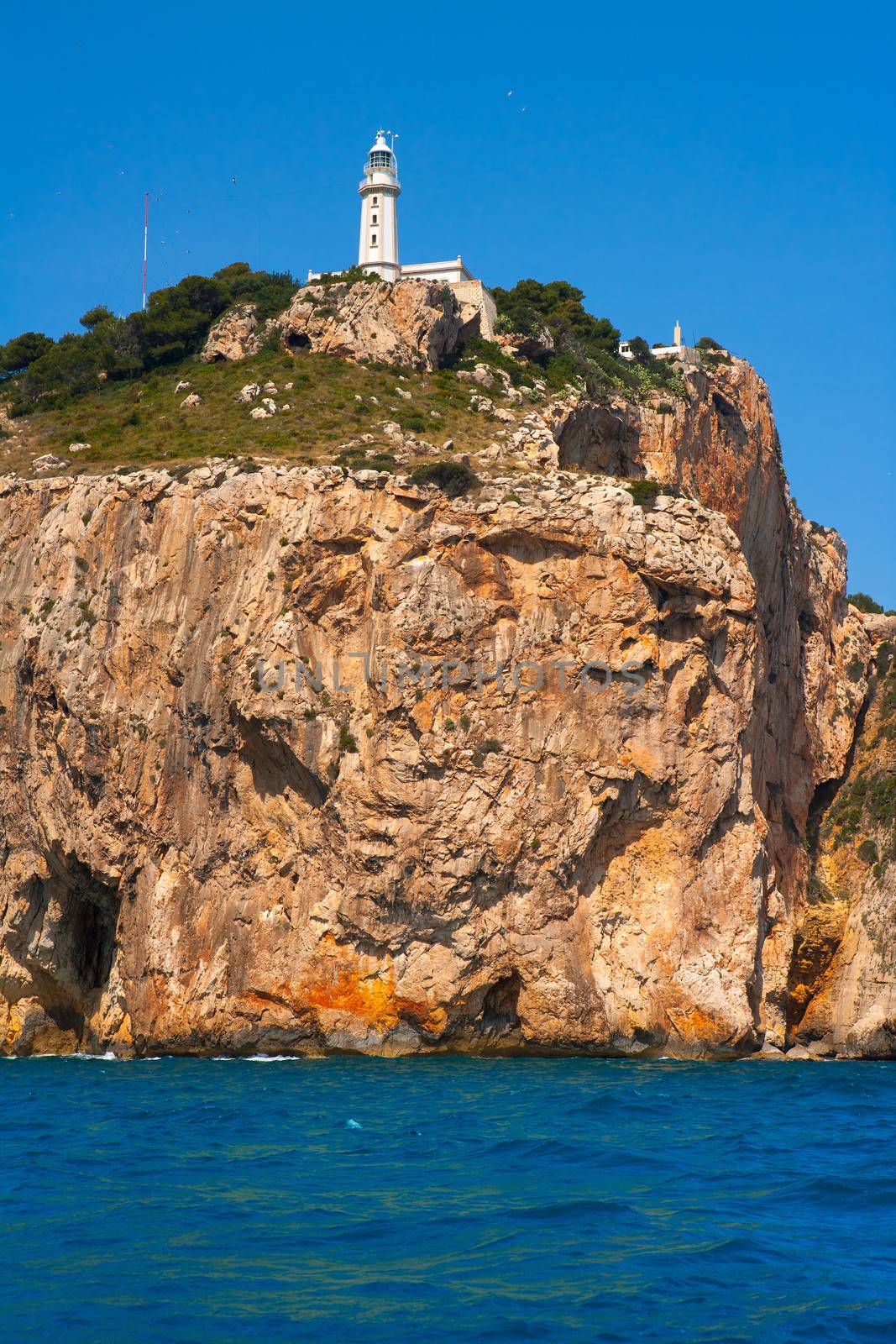 Cabo de la Nao Cape lighthouse in mediterranean sea Alicante Spain