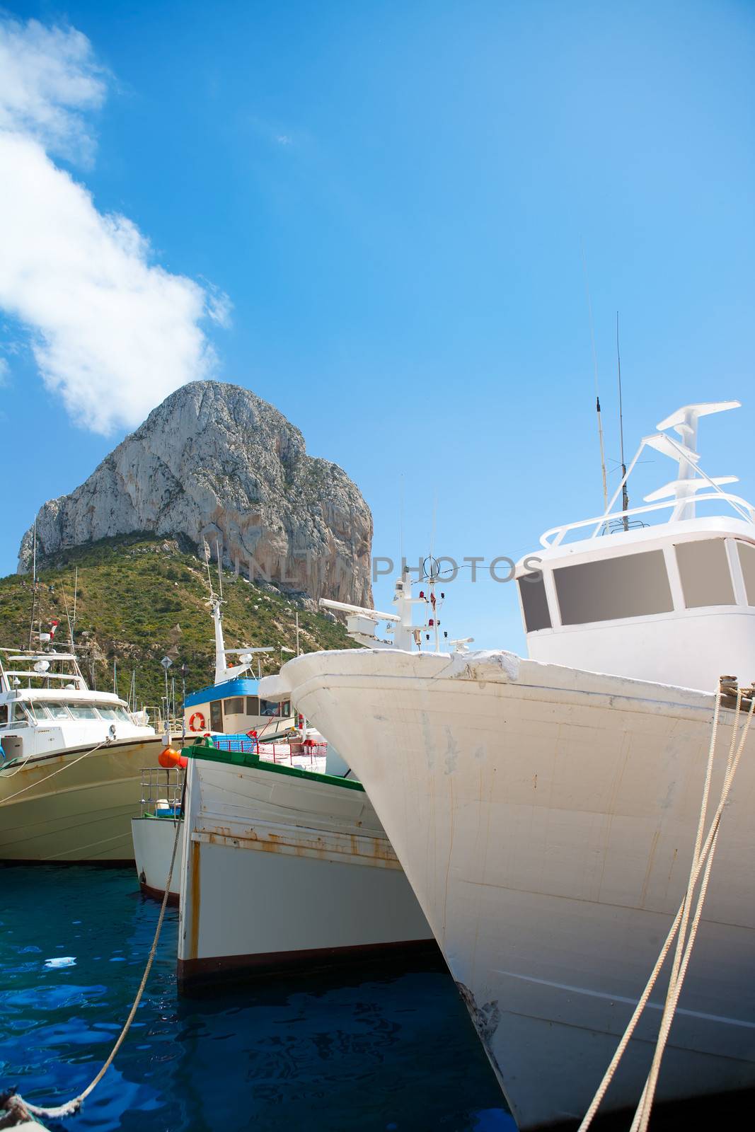 Calpe Alicante fisherboats with Penon de Ifach by lunamarina