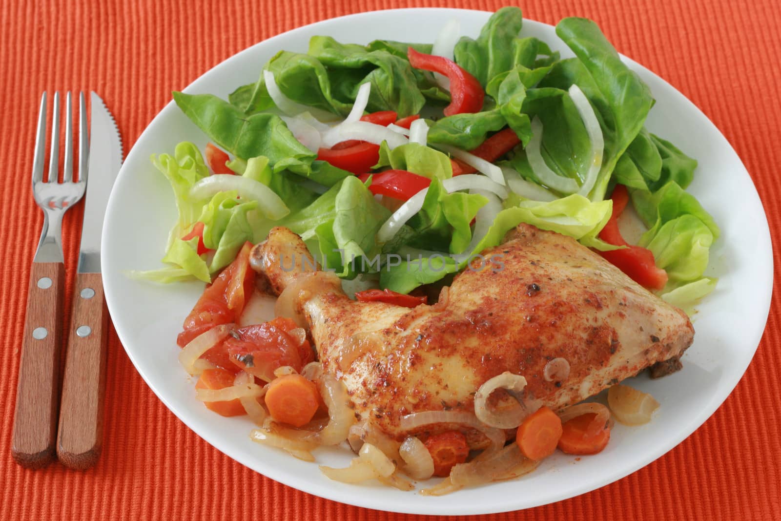 fried chicken with salad by nataliamylova