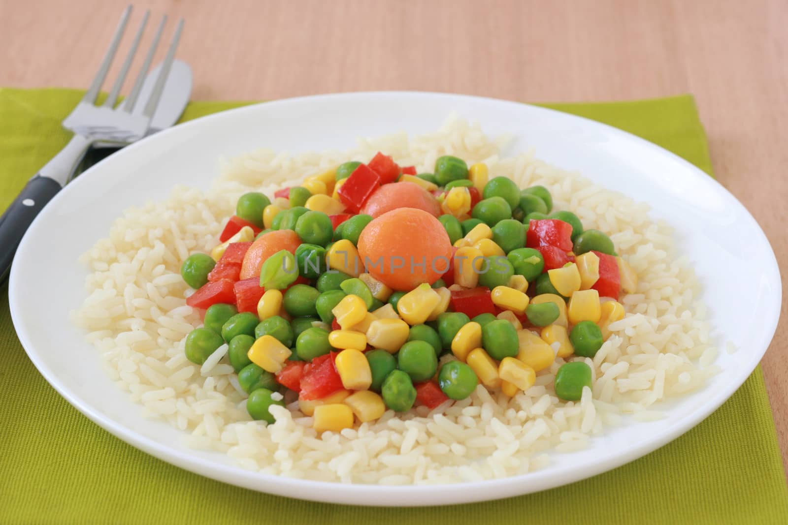 rice with boiled vegetables