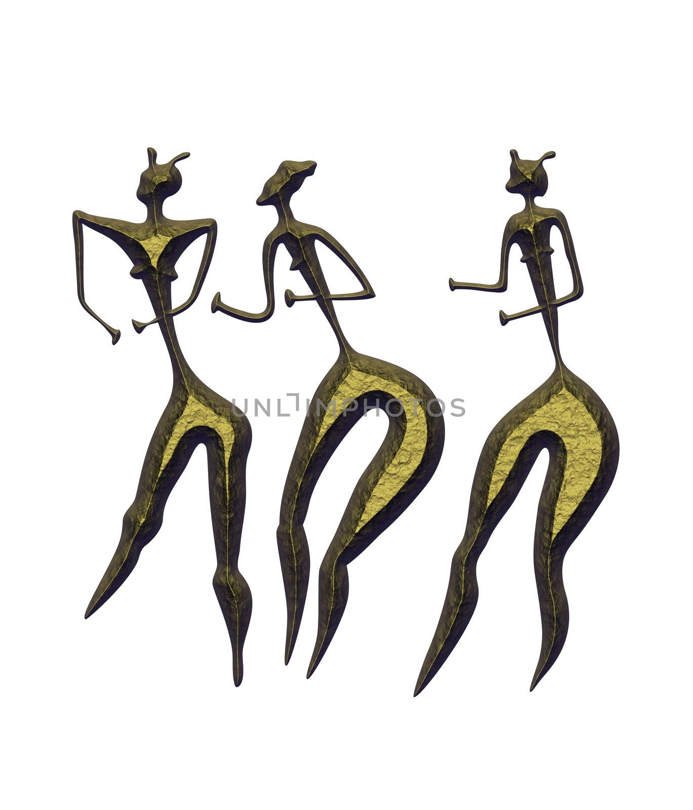 three women - primitive art by Mibuch