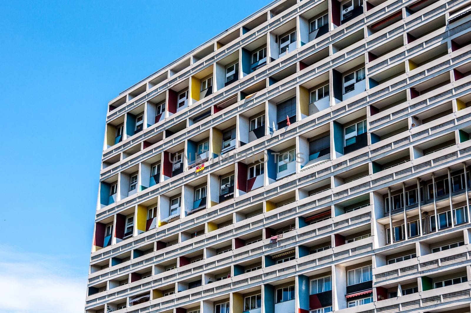 detail of the Corbusierhaus built for the Interbau 1957