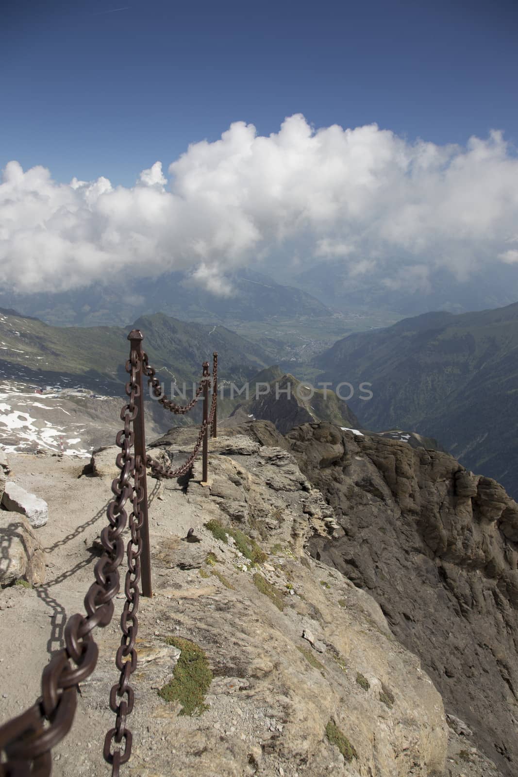 The chains barrier in the Alps panorama