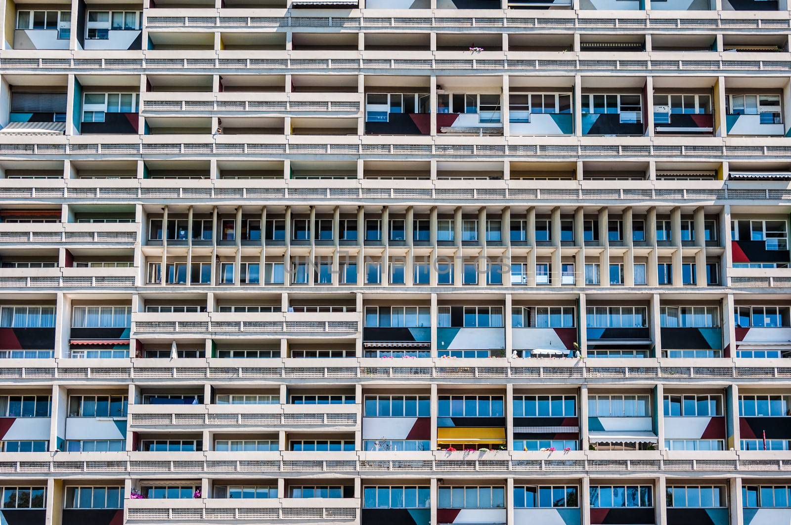 detail of the Corbusierhaus built for the Interbau 1957