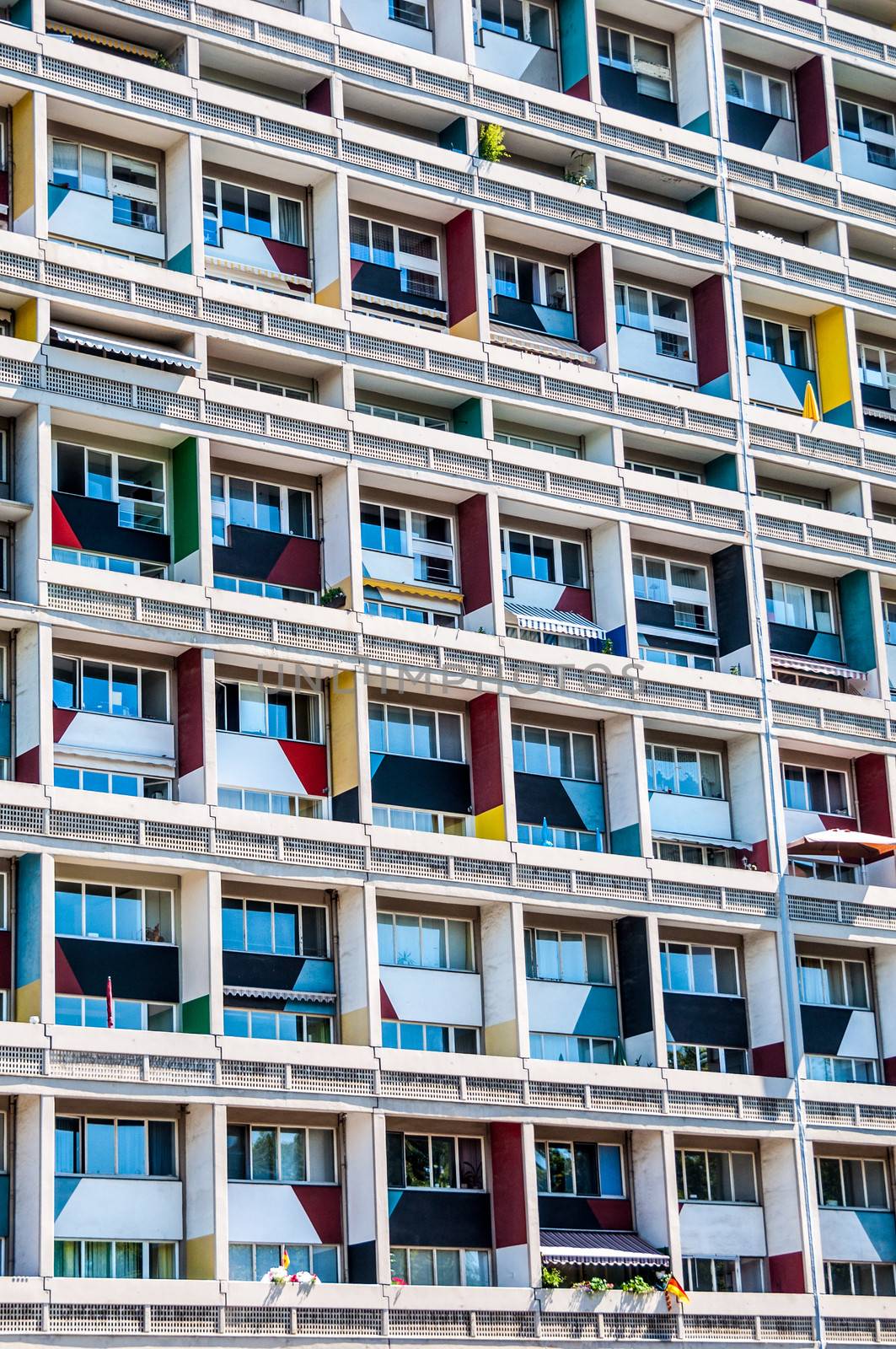 detail of the Corbusierhaus built for the Interbau 1957