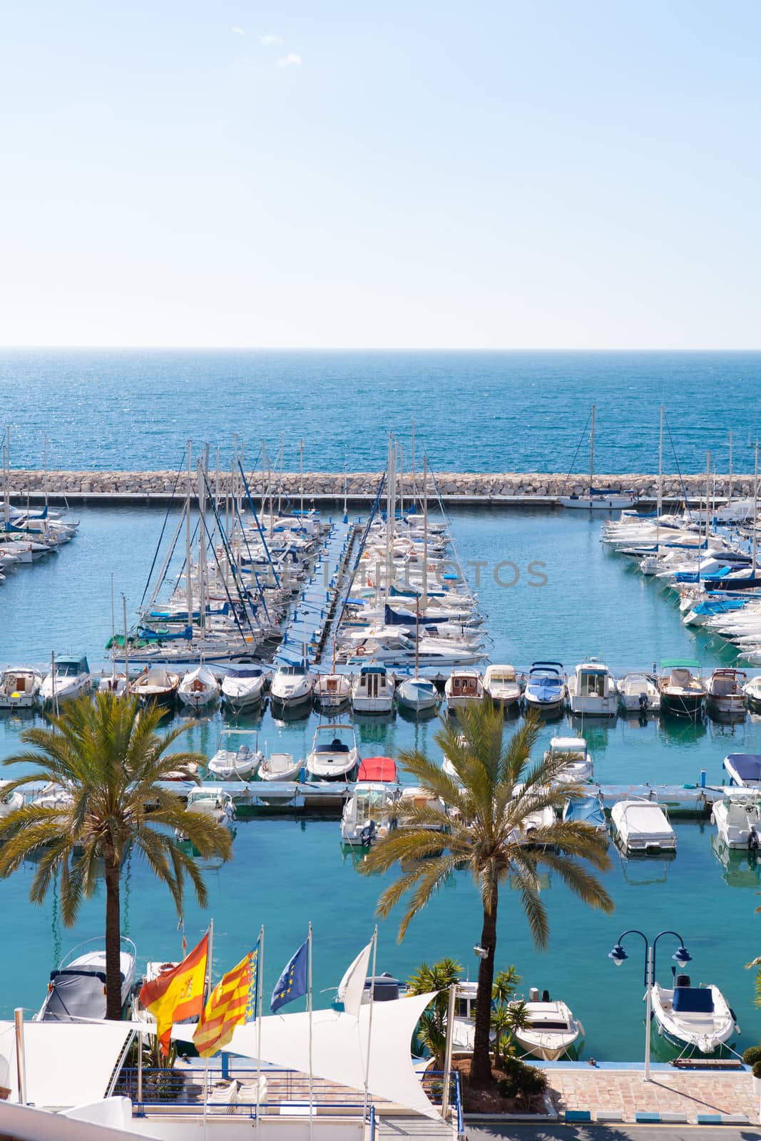 Moraira Alicante marina nautic port high angle view in Mediterranean