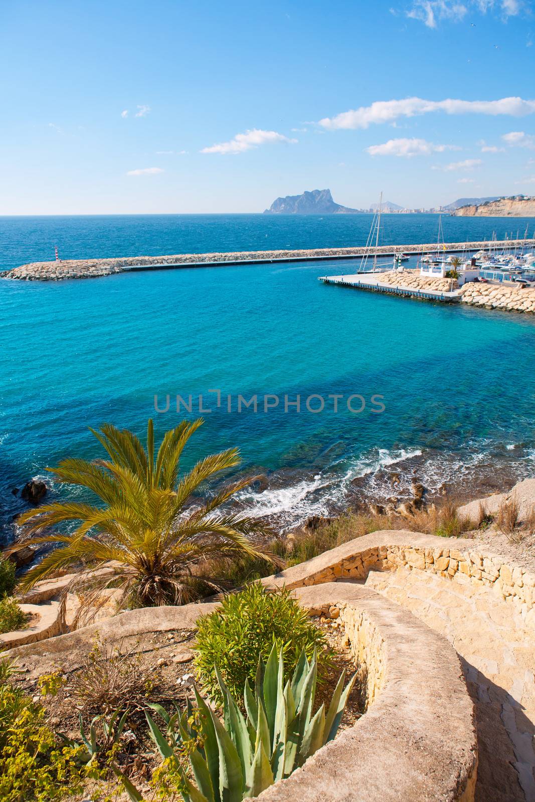 Ifach Penon view from Moraira alicante in Mediterranean Spain