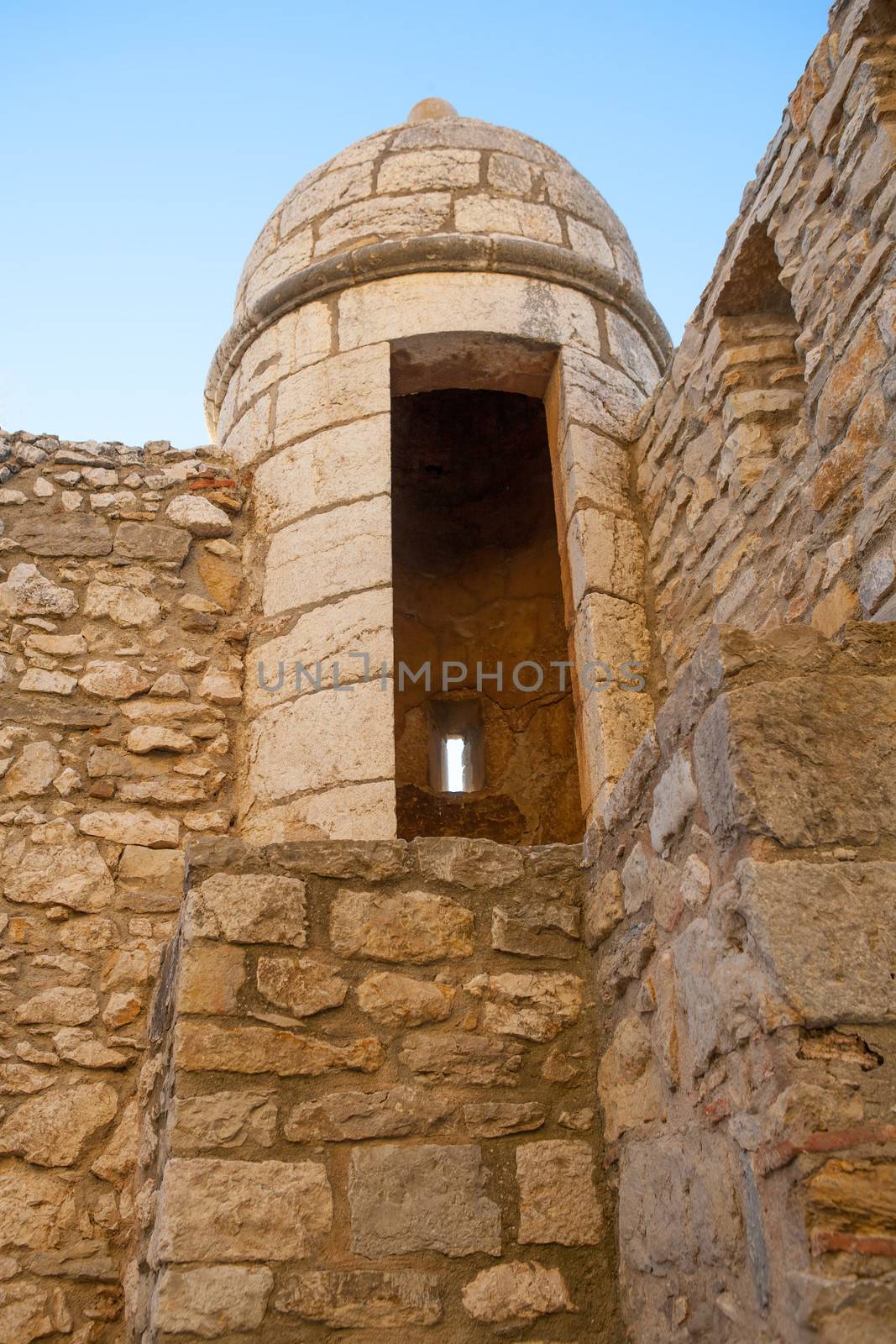 Morella in castellon Maestrazgo castle fort tower at Spain