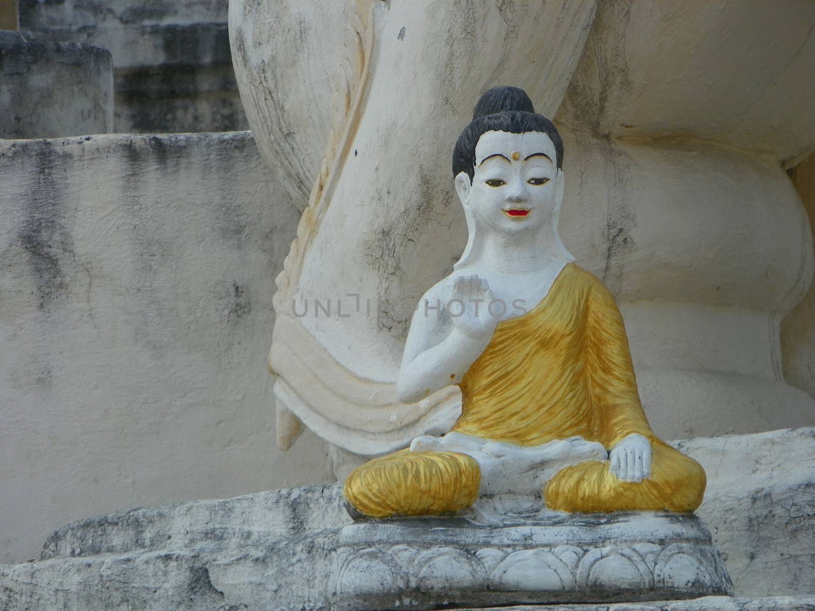 Buddha of Wat chediliam temple at chiangmai in thailand