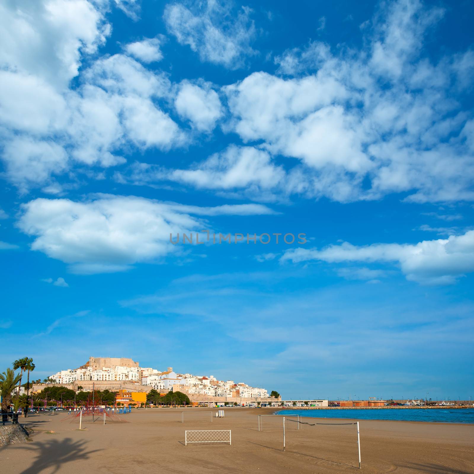 Peniscola Castle and beach in Castellon Spain by lunamarina