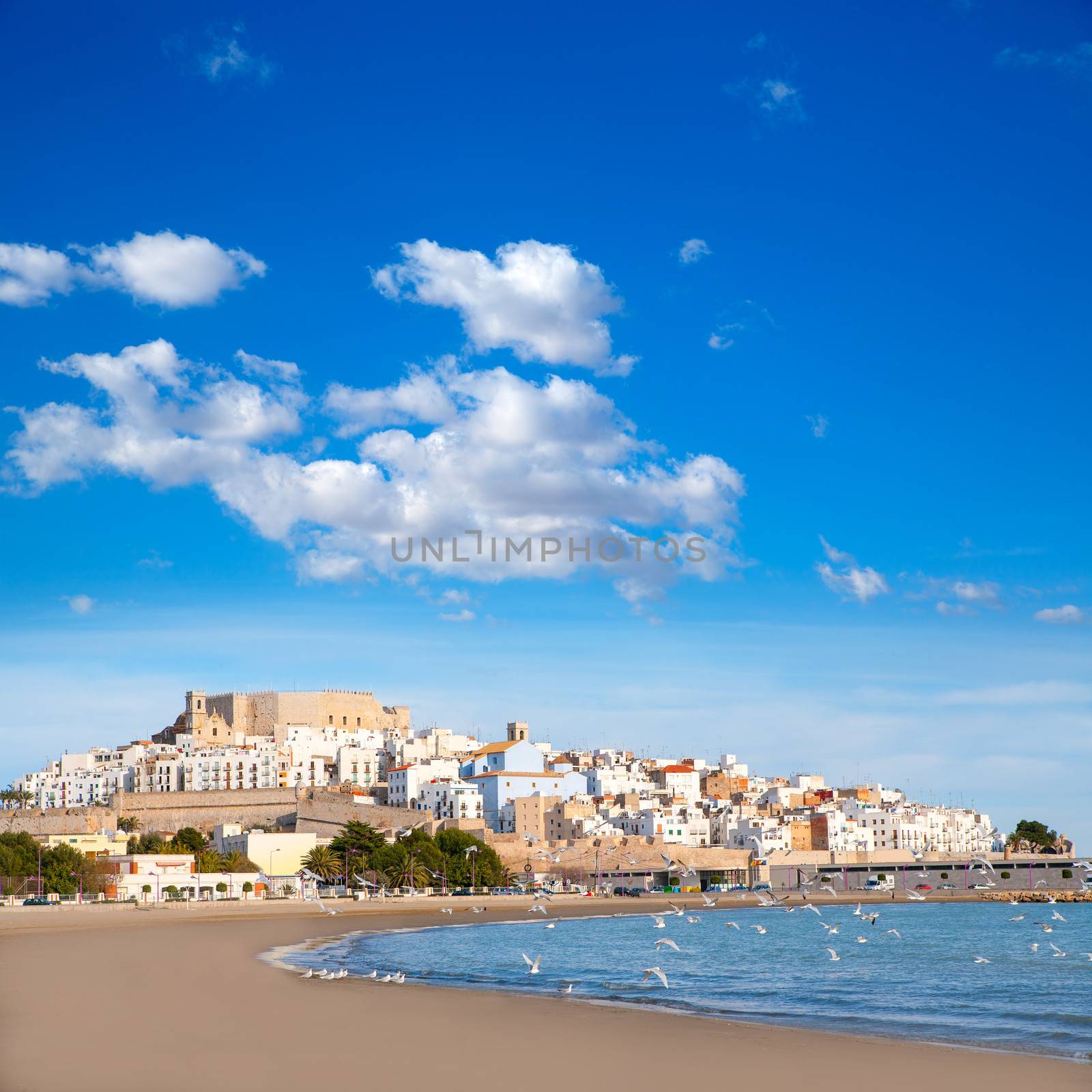 Peniscola Castle and beach in Castellon Spain by lunamarina