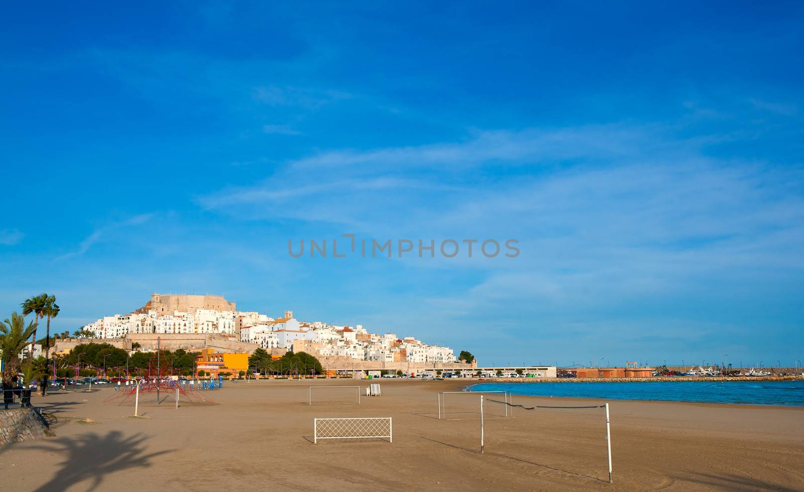 Peniscola Castle and beach in Castellon Spain by lunamarina