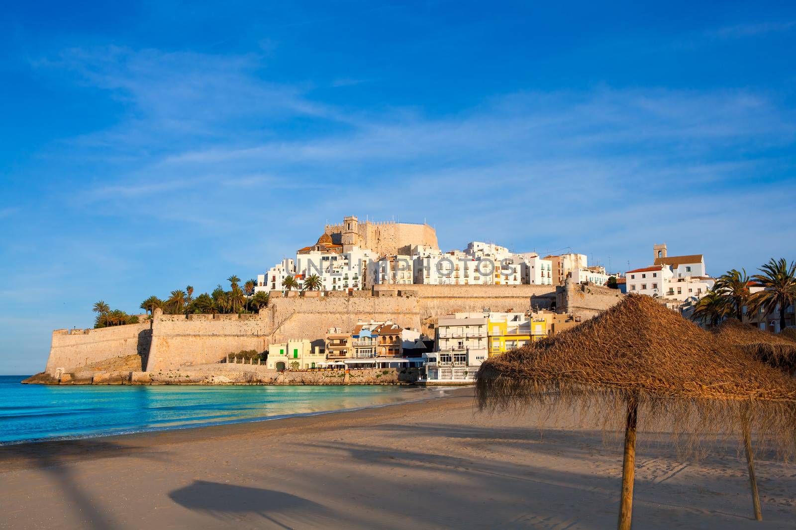 Peniscola Castle and beach in Castellon Spain by lunamarina