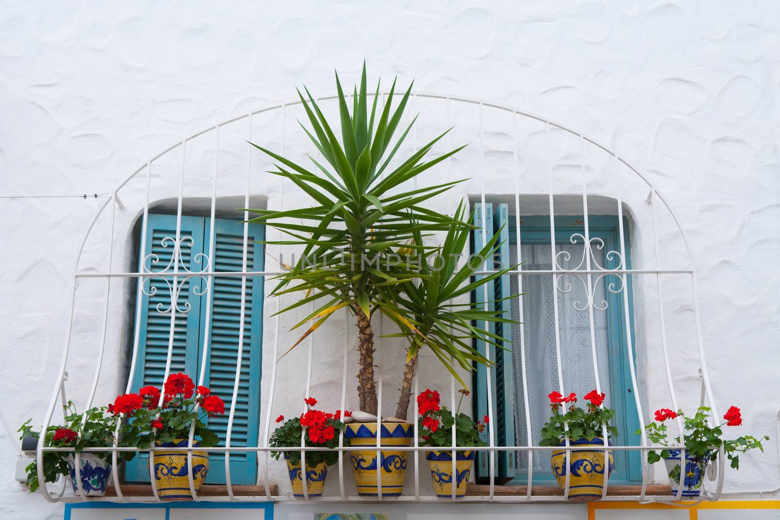 Mediterranean balconade typical from Spain in Peniscola Castellon