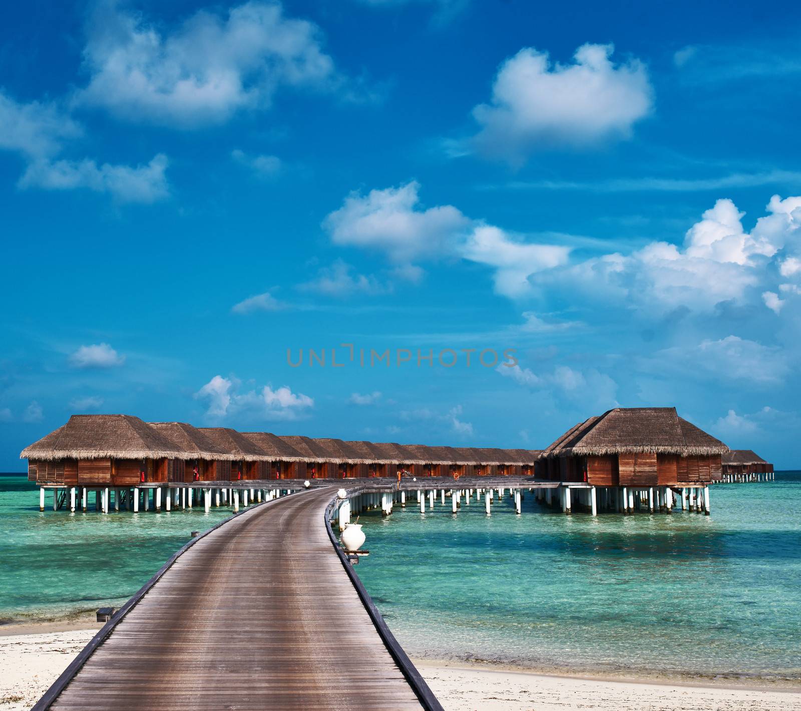 Beautiful beach with water bungalows by haveseen