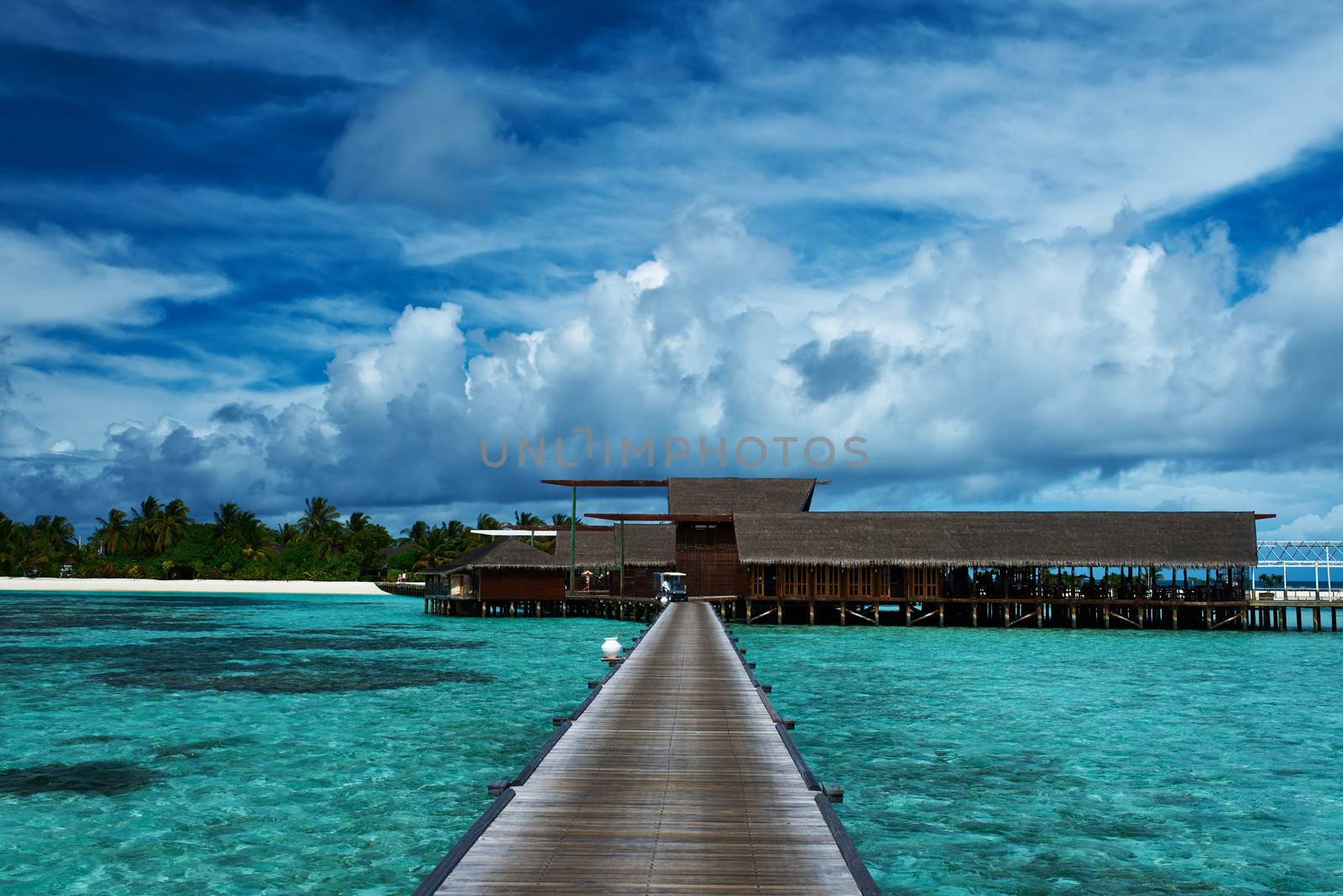 Beautiful beach with water bungalows by haveseen