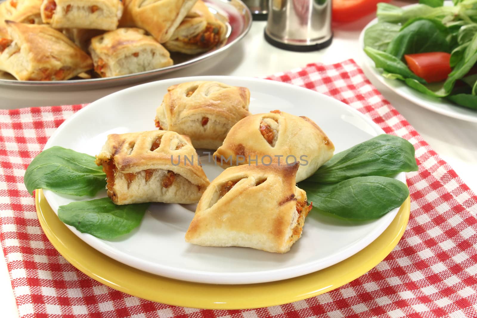 Puff pastry with bell peppers and cheese filling