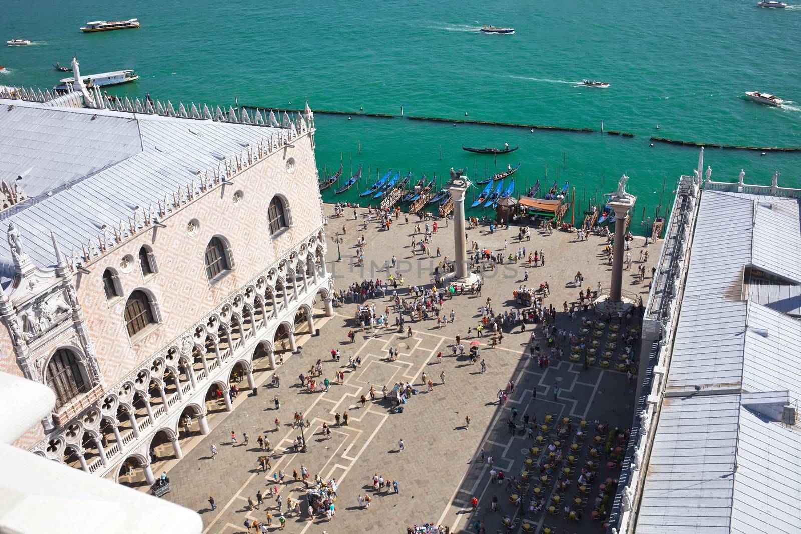 Beautiful view of San Marco square and Doge's Palace from  bell tower, Venice, Italy