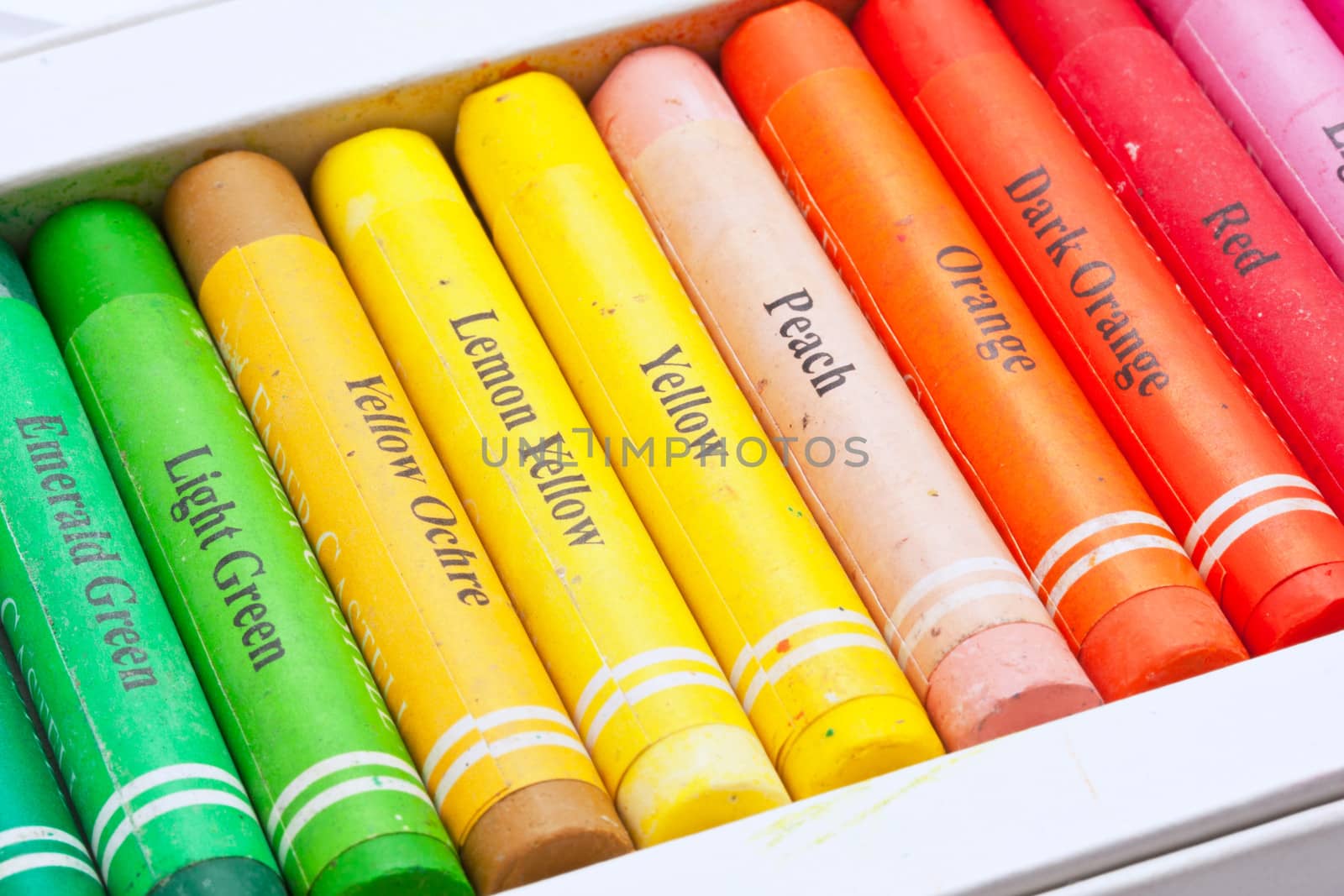 Close up photo of bright multicolored pastels